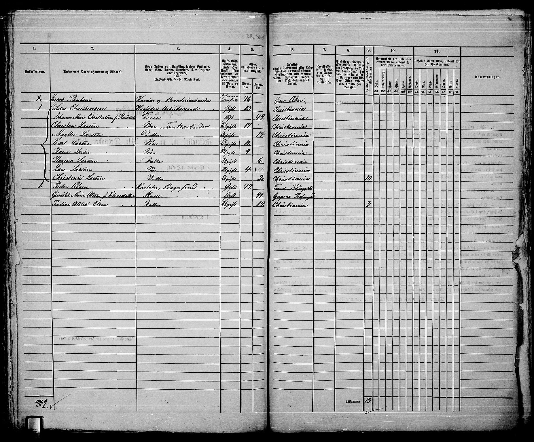 RA, 1865 census for Kristiania, 1865, p. 4007