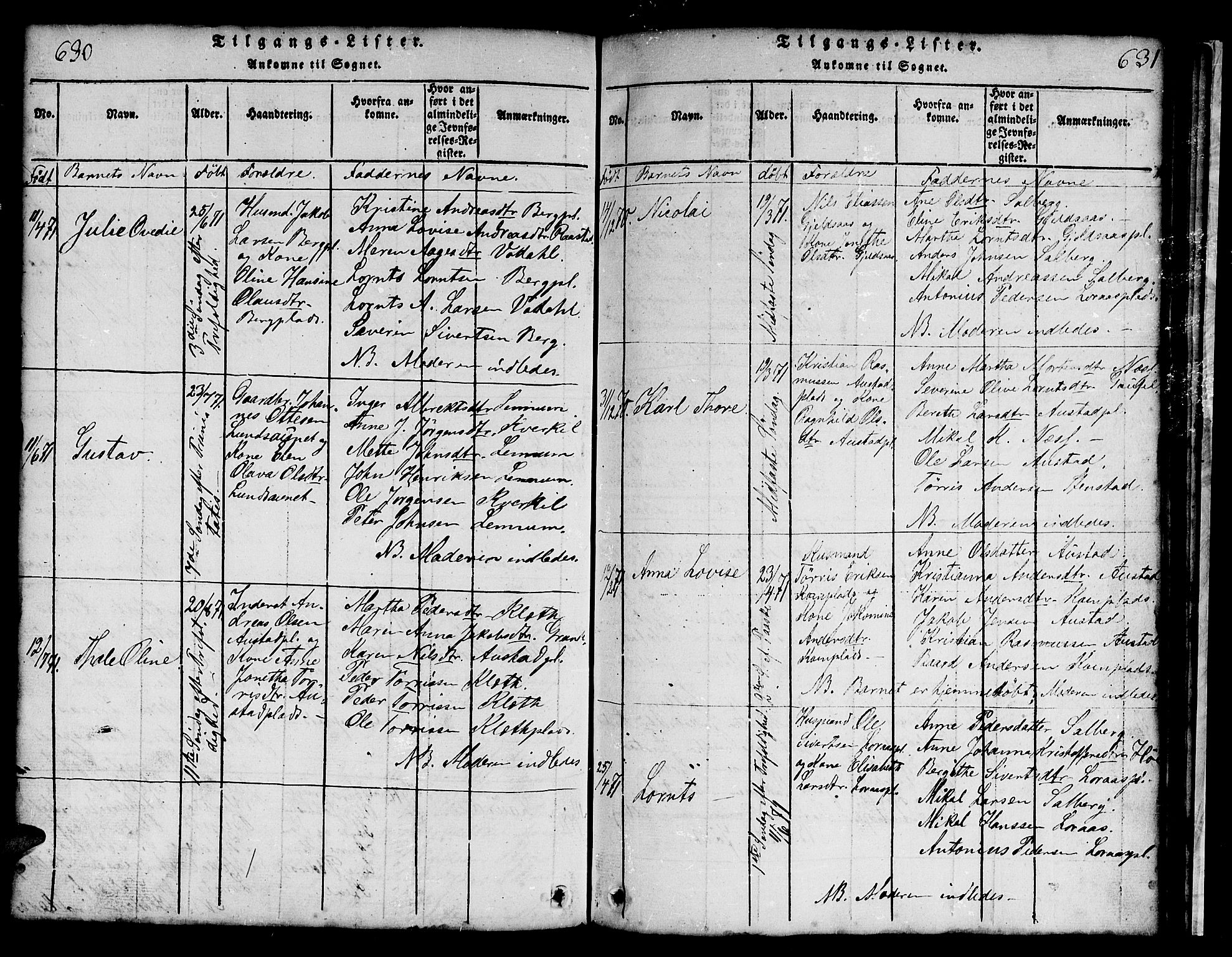 Ministerialprotokoller, klokkerbøker og fødselsregistre - Nord-Trøndelag, AV/SAT-A-1458/731/L0310: Parish register (copy) no. 731C01, 1816-1874, p. 630-631