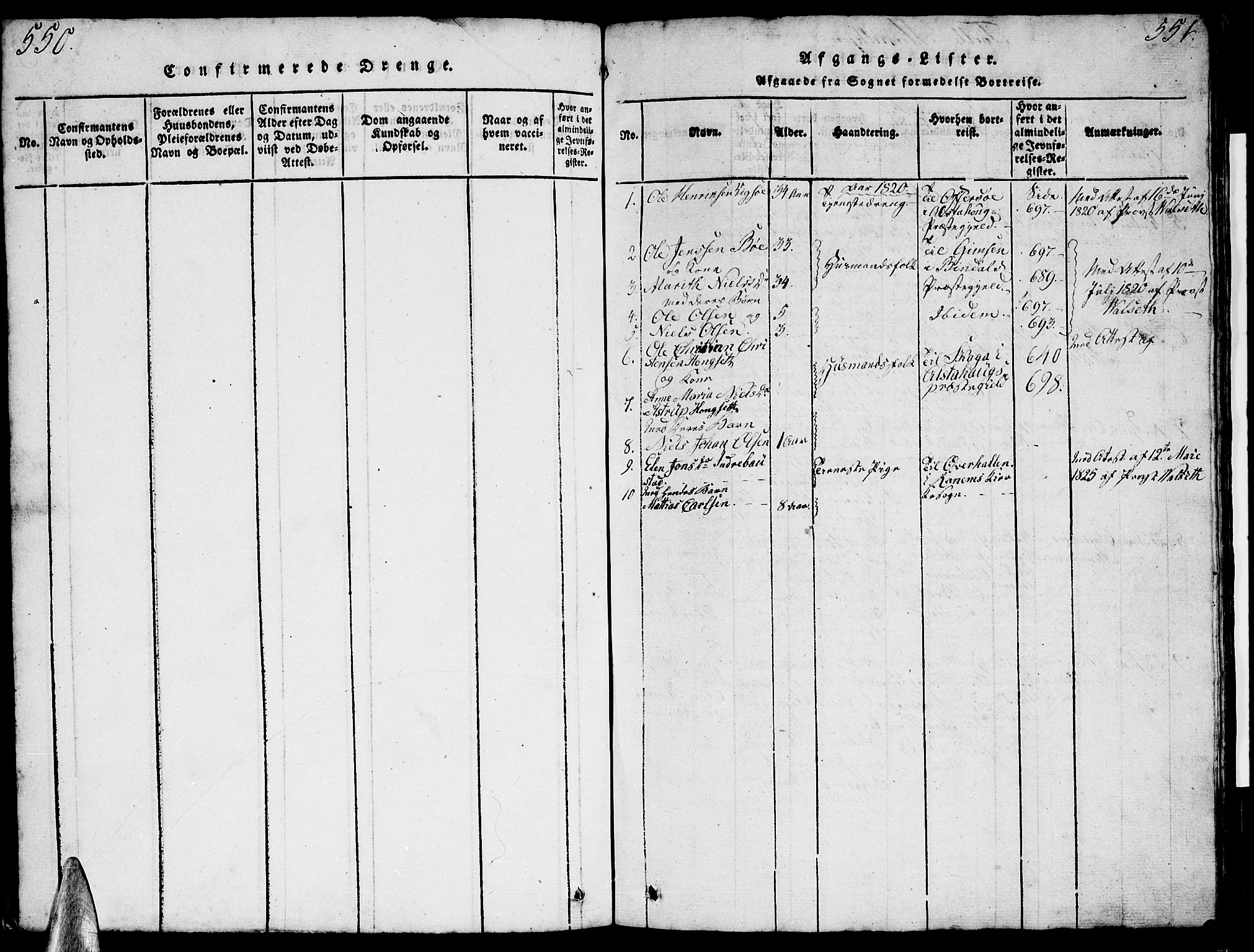 Ministerialprotokoller, klokkerbøker og fødselsregistre - Nordland, AV/SAT-A-1459/812/L0186: Parish register (copy) no. 812C04, 1820-1849, p. 550-551