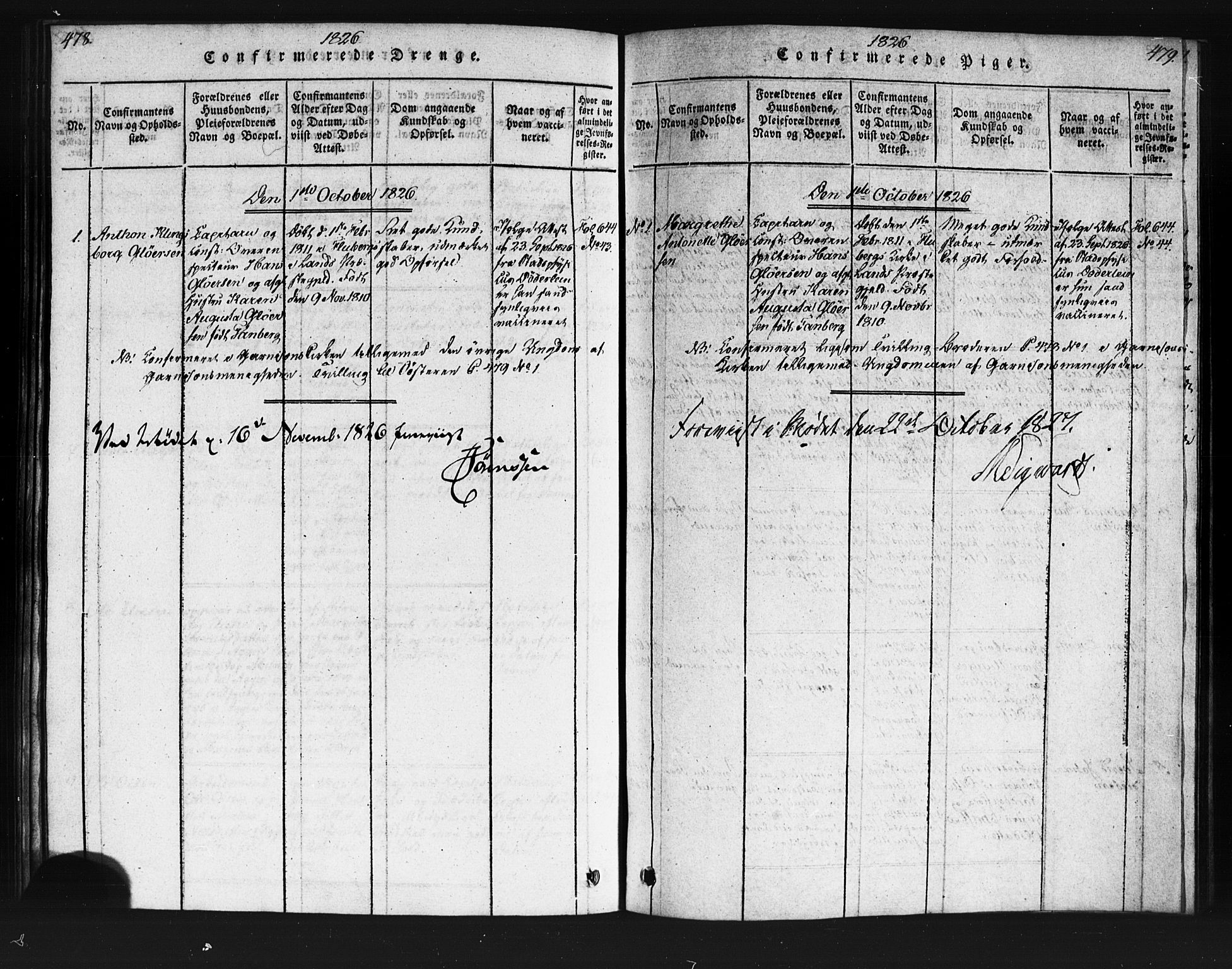 Kristiania tukthusprest Kirkebøker, AV/SAO-A-10881/F/Fa/L0002: Parish register (official) no. 2, 1817-1830, p. 478-479