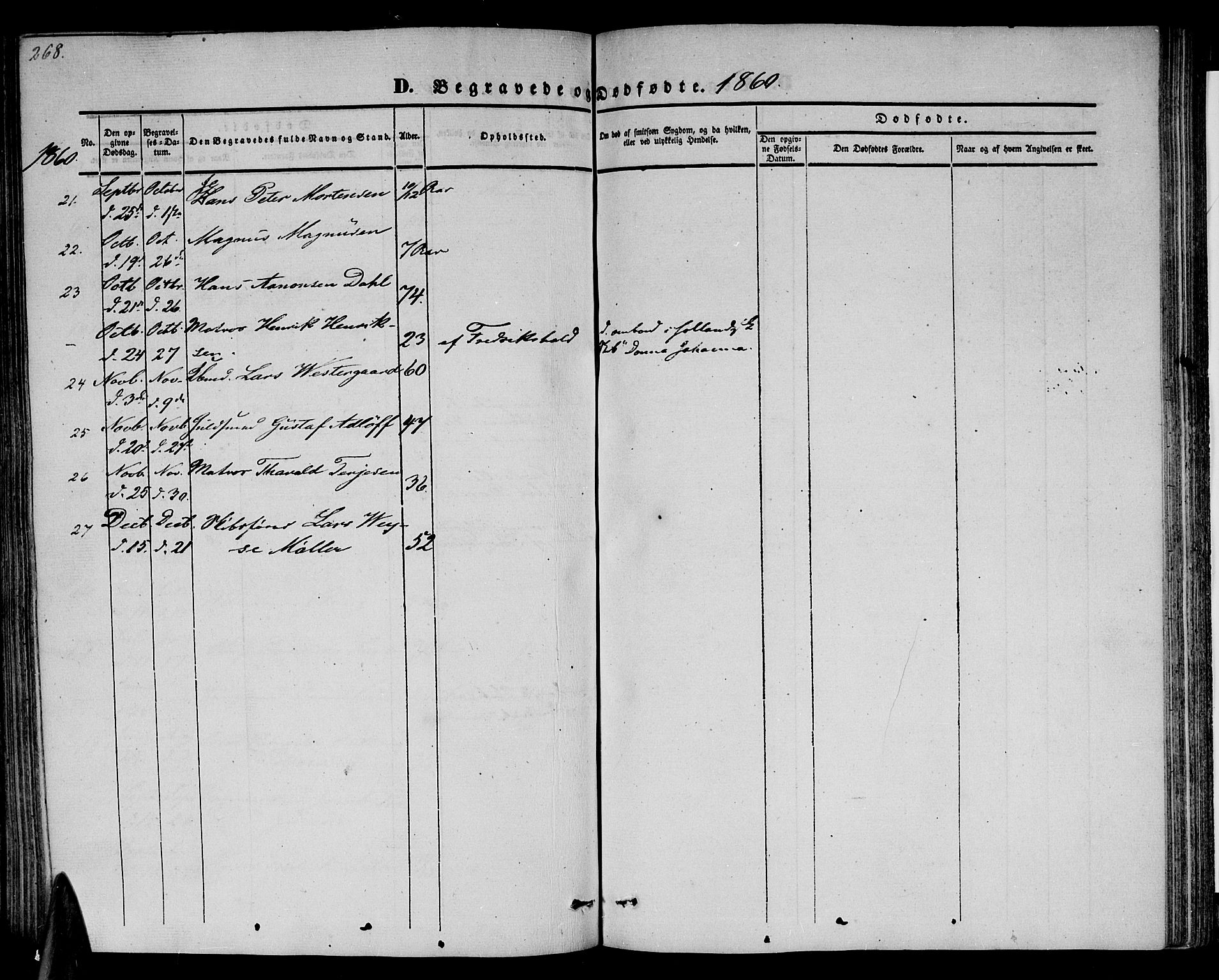 Arendal sokneprestkontor, Trefoldighet, AV/SAK-1111-0040/F/Fb/L0002: Parish register (copy) no. B 2, 1838-1860, p. 268