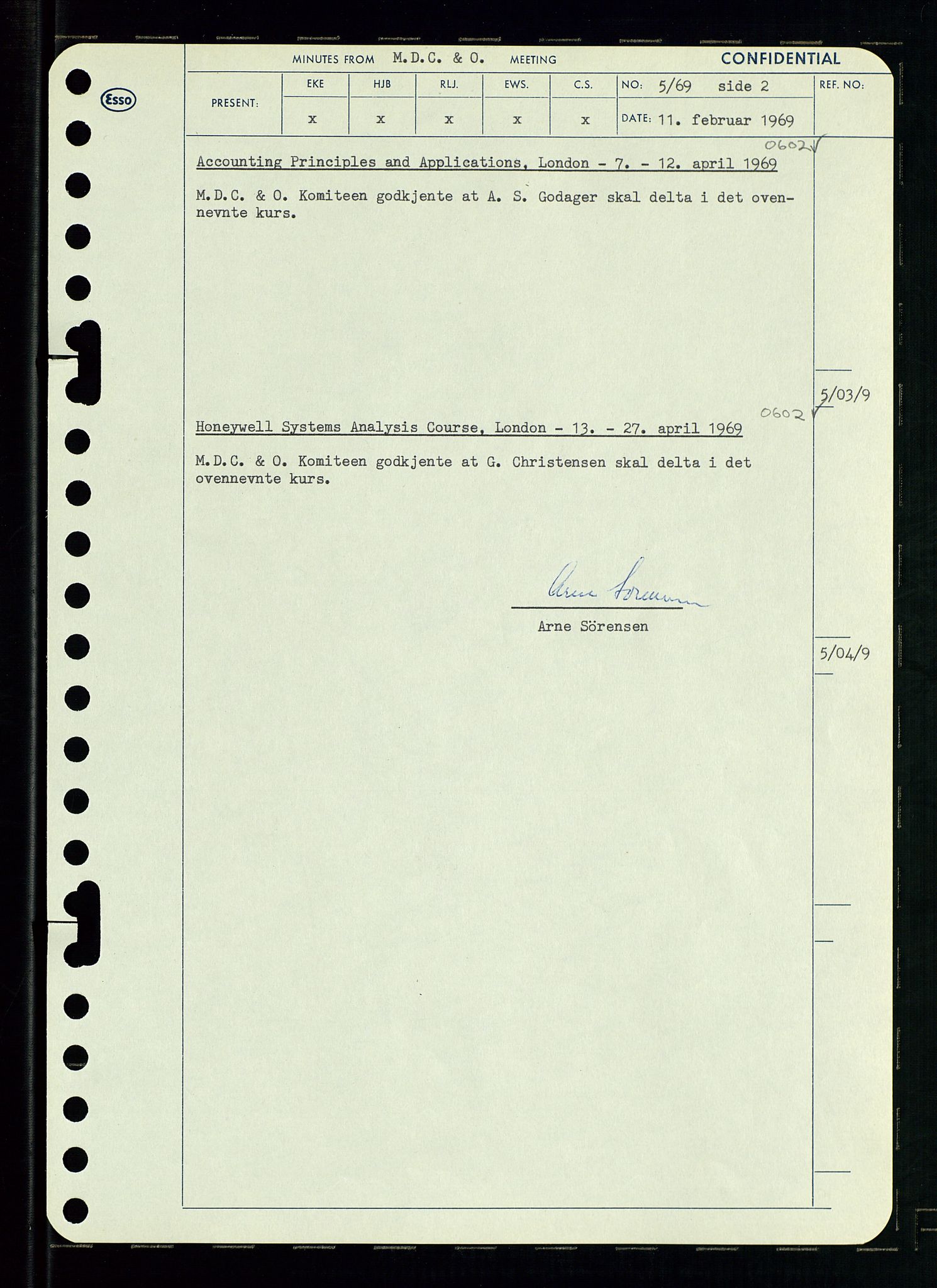 Pa 0982 - Esso Norge A/S, AV/SAST-A-100448/A/Aa/L0003/0001: Den administrerende direksjon Board minutes (styrereferater) og Bedriftforsamlingsprotokoll / Den administrerende direksjon Board minutes (styrereferater), 1969, p. 140