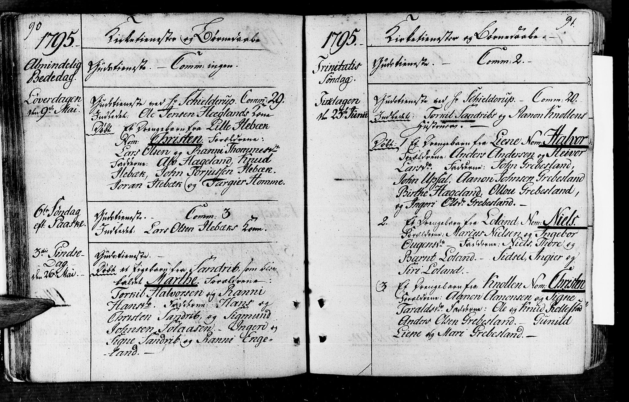 Vennesla sokneprestkontor, SAK/1111-0045/Fa/Fac/L0002: Parish register (official) no. A 2, 1785-1834, p. 90-91
