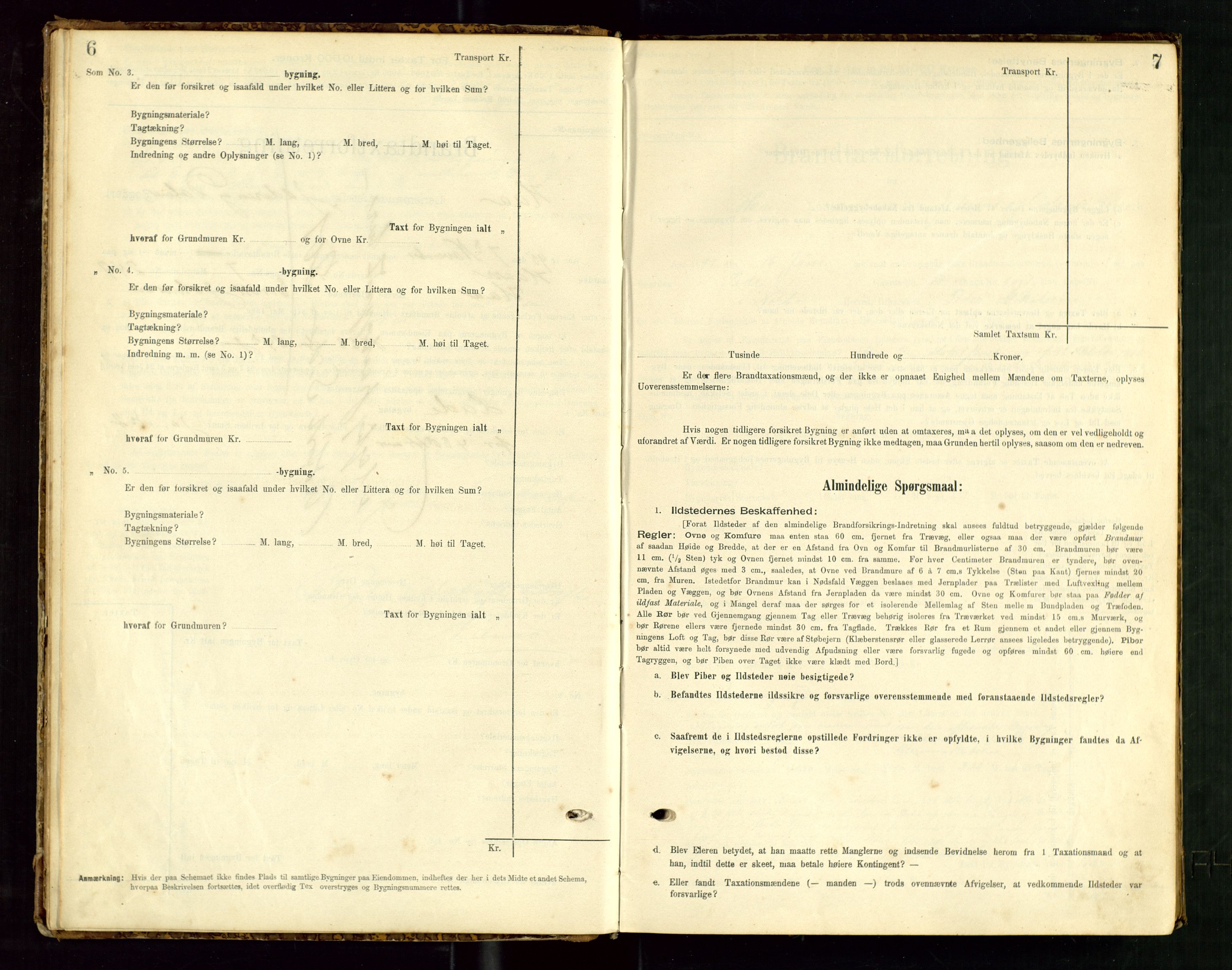 Hå lensmannskontor, SAST/A-100456/Goa/L0003: Takstprotokoll (skjema), 1895-1911, p. 6-7