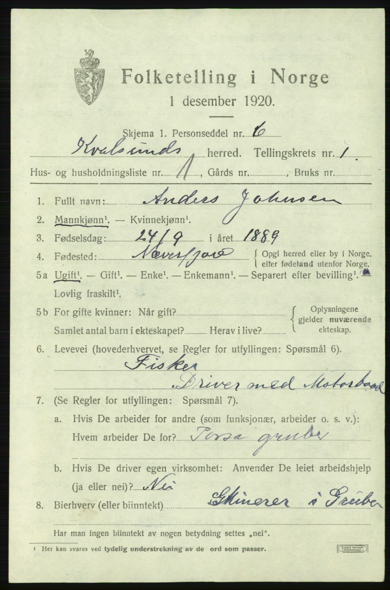 SATØ, 1920 census for , 1920, p. 474