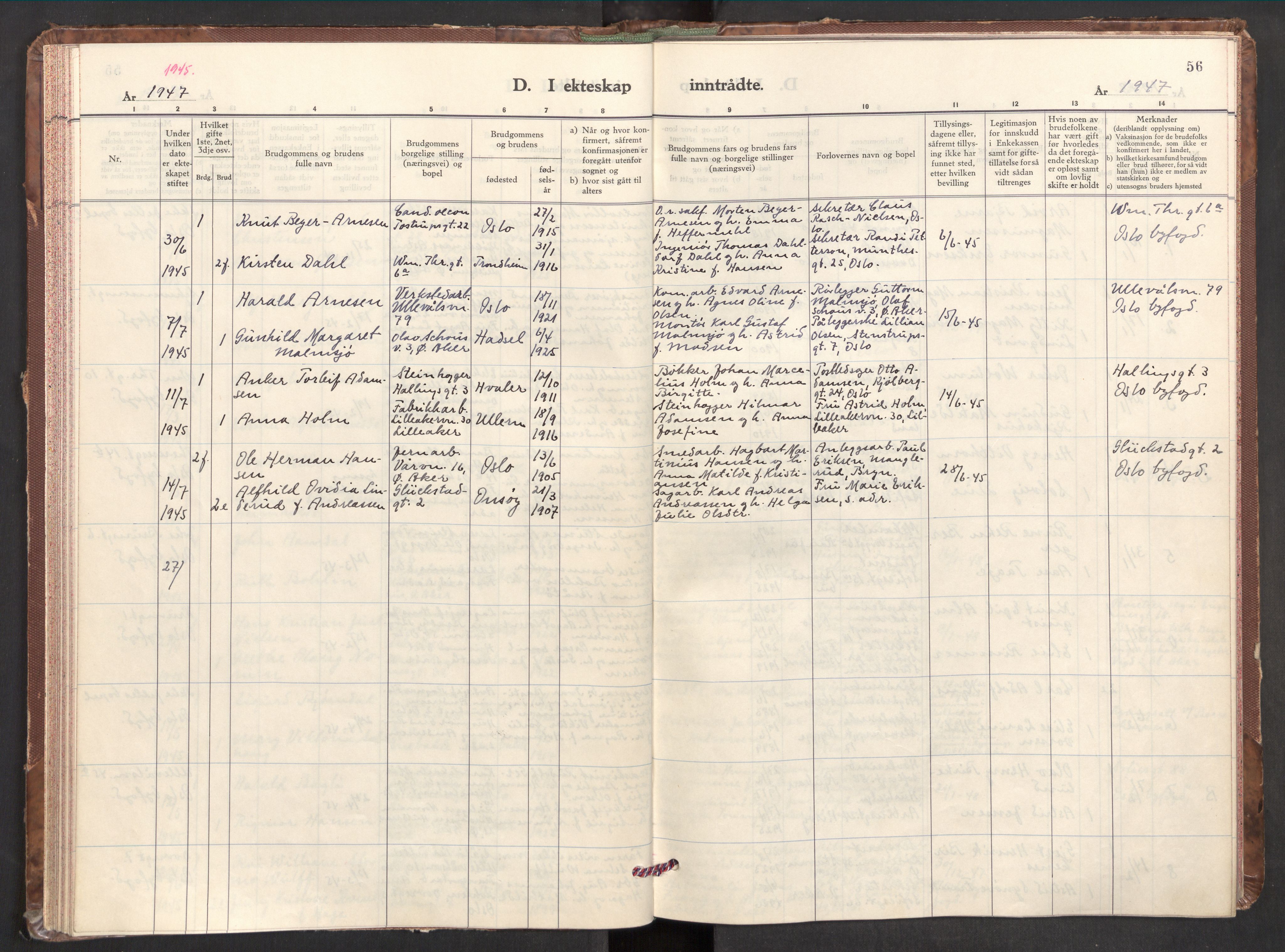 Markus prestekontor Kirkebøker, AV/SAO-A-10830/F/L0005: Parish register (official) no. 5, 1942-1960, p. 56