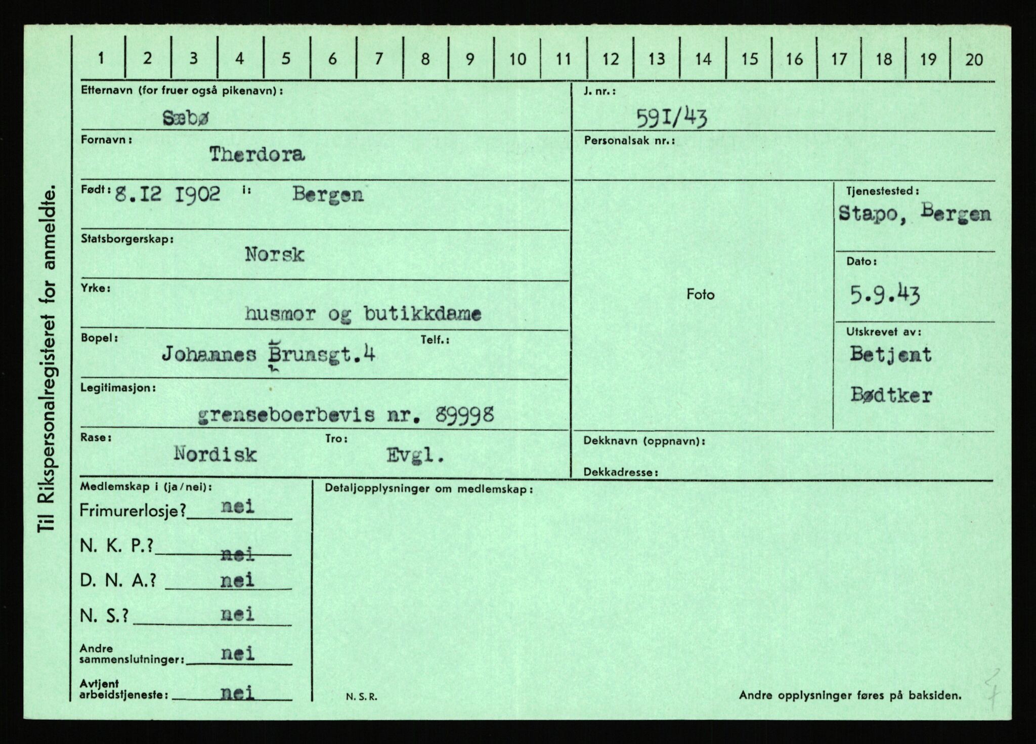 Statspolitiet - Hovedkontoret / Osloavdelingen, AV/RA-S-1329/C/Ca/L0015: Svea - Tøsse, 1943-1945, p. 907