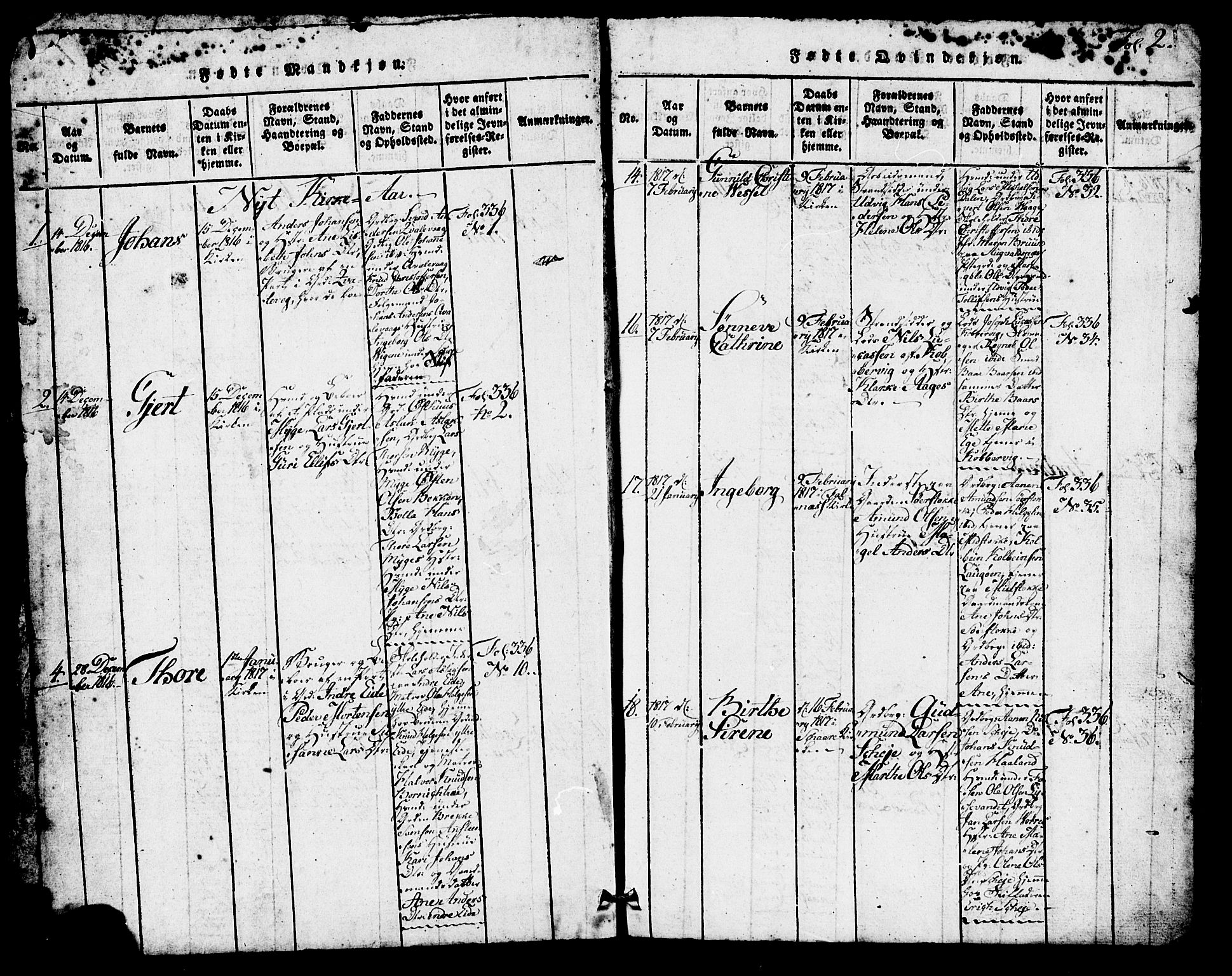Avaldsnes sokneprestkontor, SAST/A -101851/H/Ha/Hab/L0001: Parish register (copy) no. B 1, 1816-1825, p. 2
