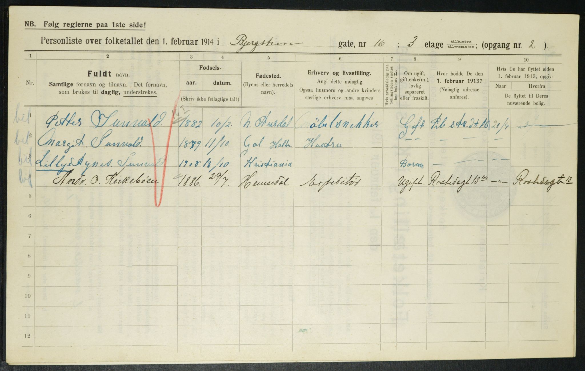 OBA, Municipal Census 1914 for Kristiania, 1914, p. 4555