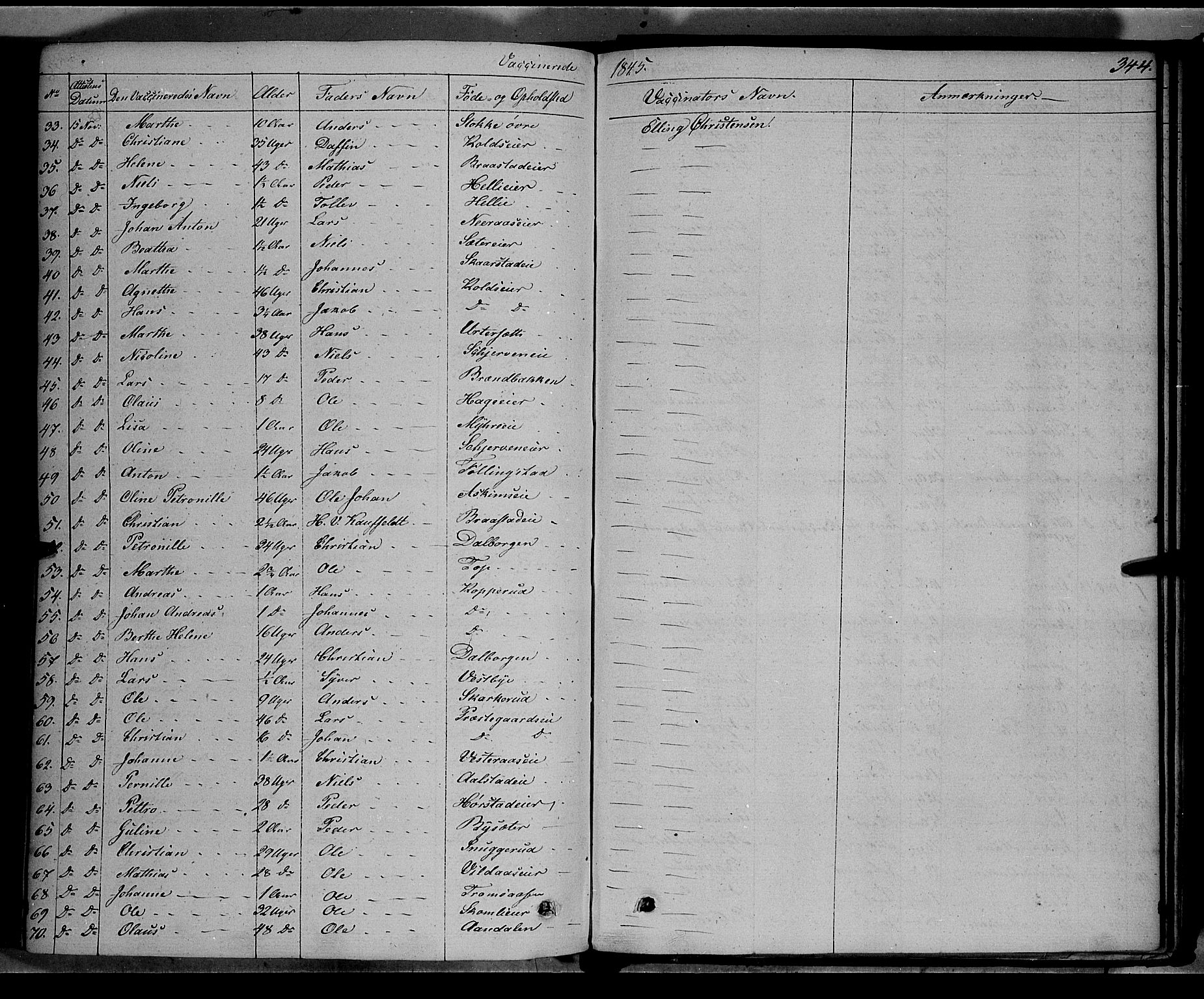 Vardal prestekontor, SAH/PREST-100/H/Ha/Haa/L0005: Parish register (official) no. 5, 1831-1853, p. 344
