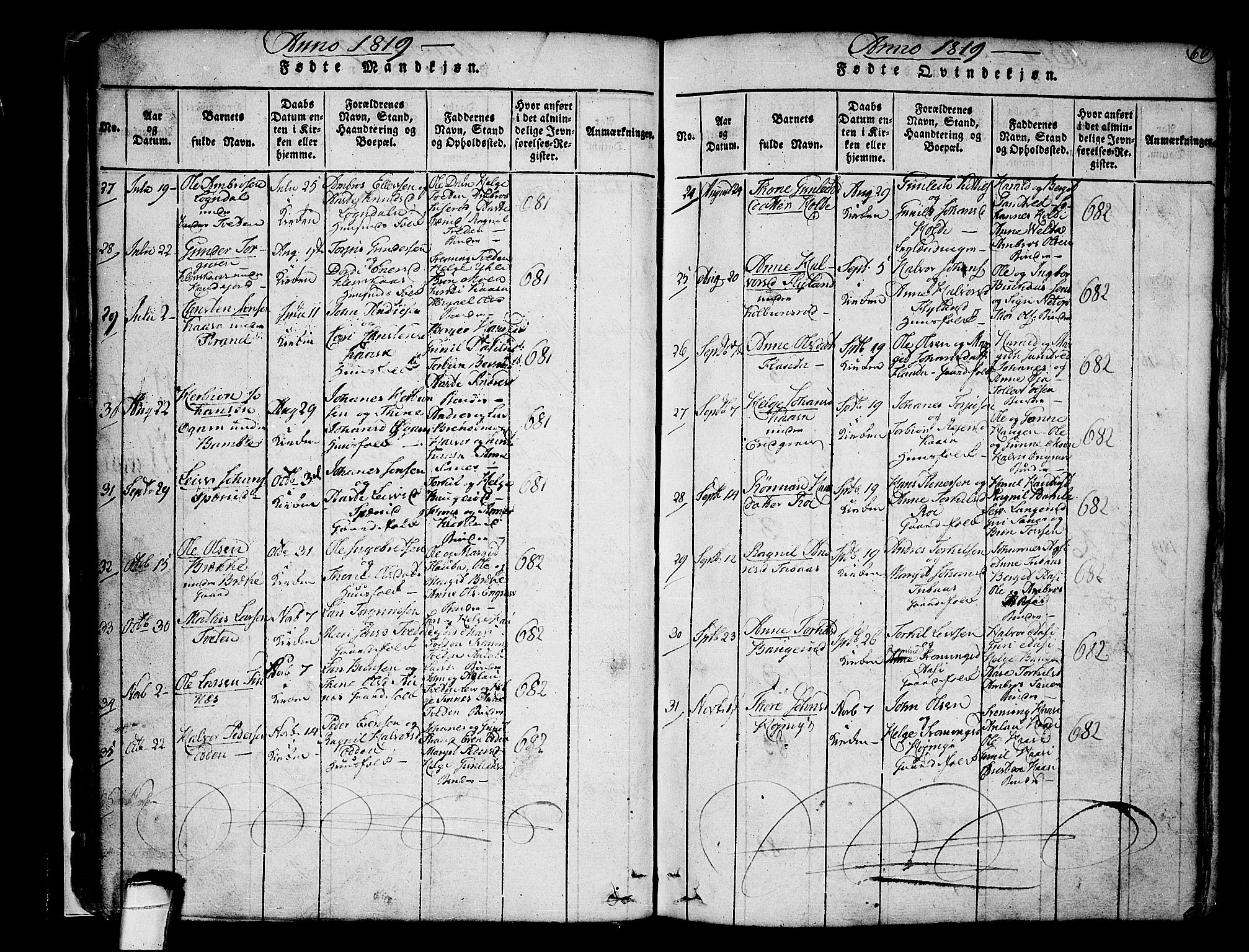 Heddal kirkebøker, AV/SAKO-A-268/F/Fa/L0005: Parish register (official) no. I 5, 1814-1837, p. 59-60