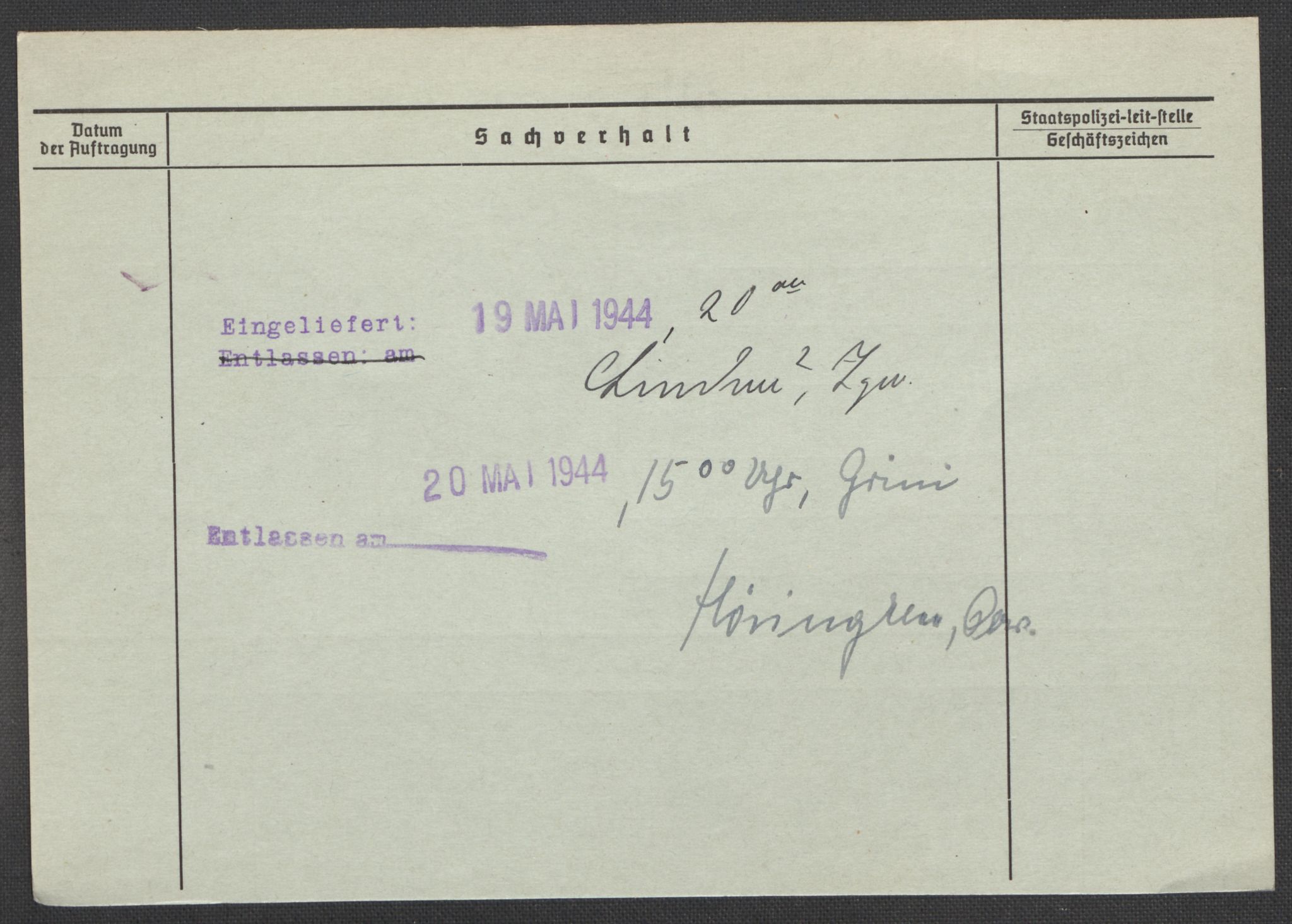 Befehlshaber der Sicherheitspolizei und des SD, RA/RAFA-5969/E/Ea/Eaa/L0004: Register over norske fanger i Møllergata 19: Hal-Hæ, 1940-1945, p. 650