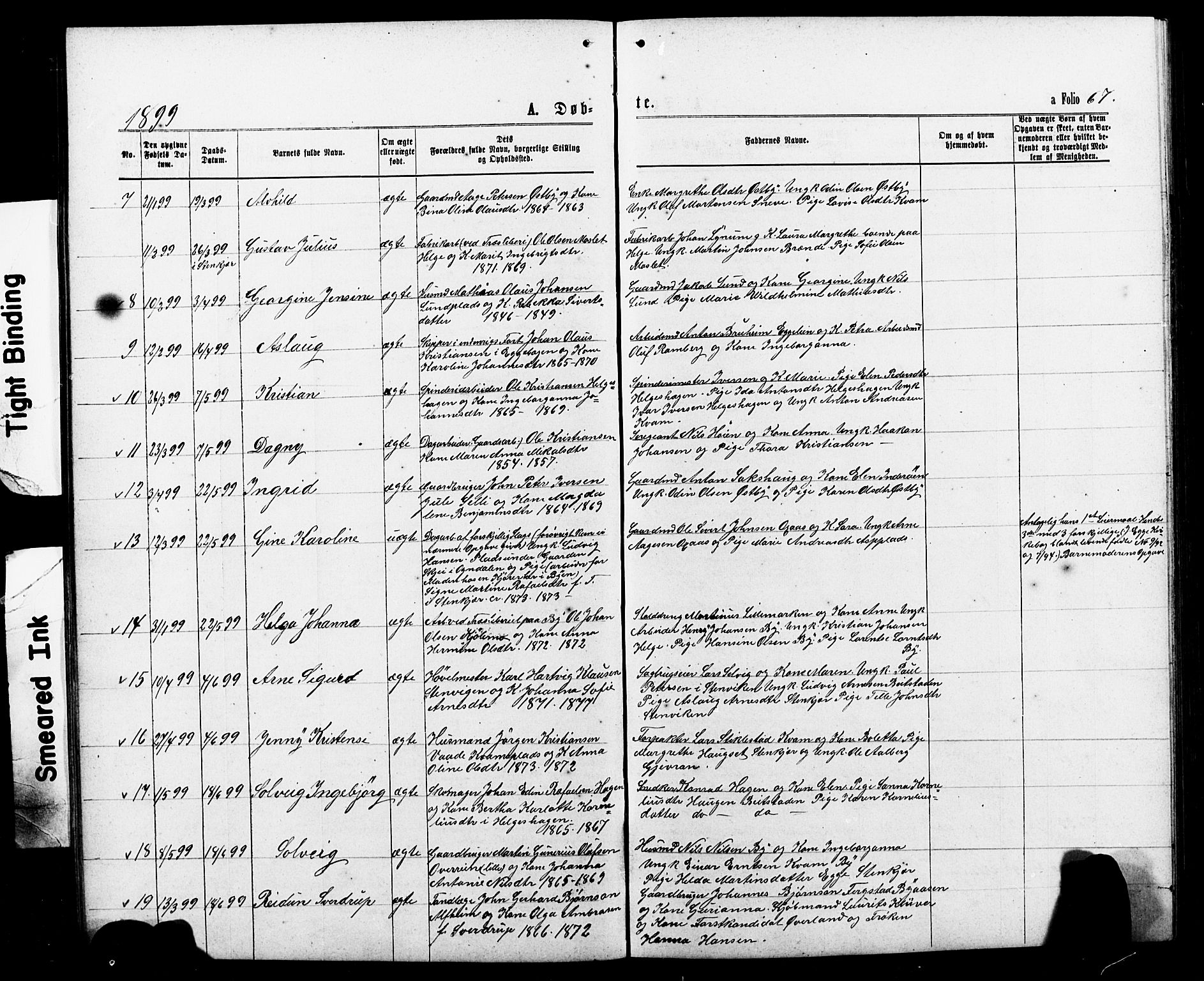 Ministerialprotokoller, klokkerbøker og fødselsregistre - Nord-Trøndelag, SAT/A-1458/740/L0380: Parish register (copy) no. 740C01, 1868-1902, p. 67