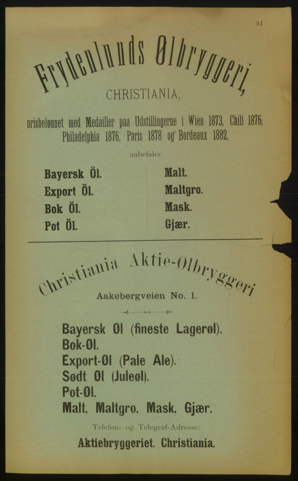 Kristiania/Oslo adressebok, PUBL/-, 1883, p. 51