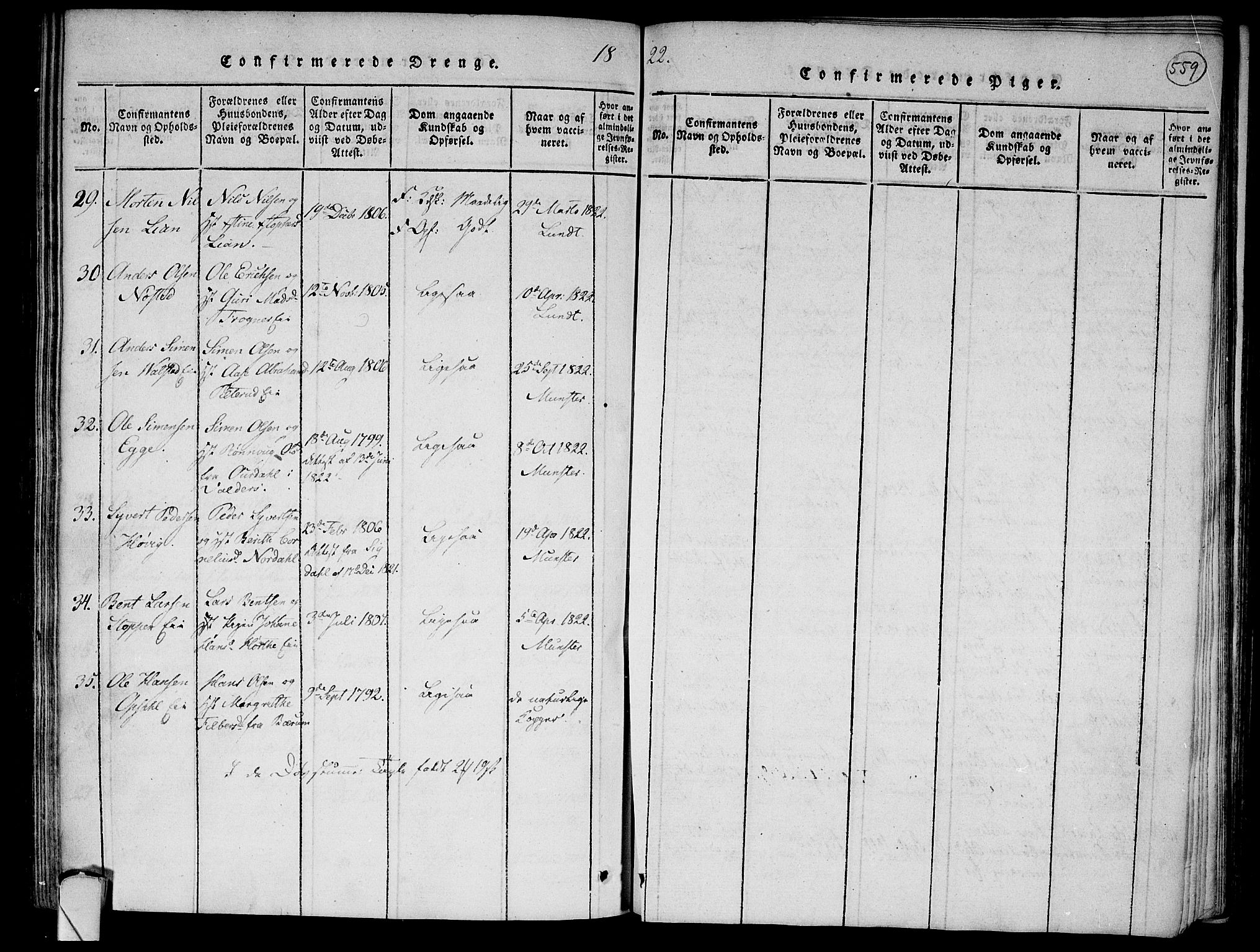 Lier kirkebøker, AV/SAKO-A-230/F/Fa/L0008: Parish register (official) no. I 8, 1813-1825, p. 558-559