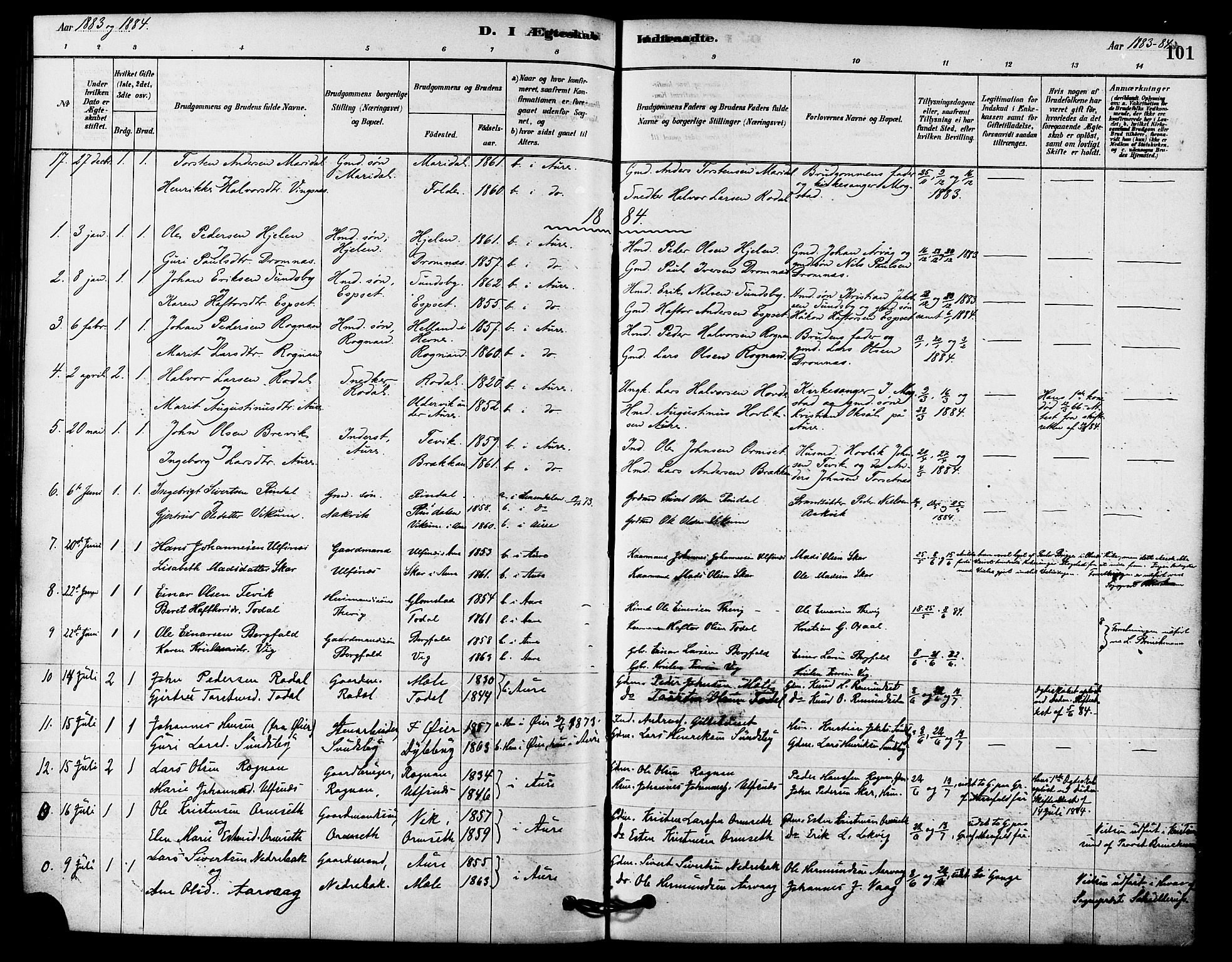 Ministerialprotokoller, klokkerbøker og fødselsregistre - Møre og Romsdal, SAT/A-1454/578/L0906: Parish register (official) no. 578A05, 1878-1886, p. 101