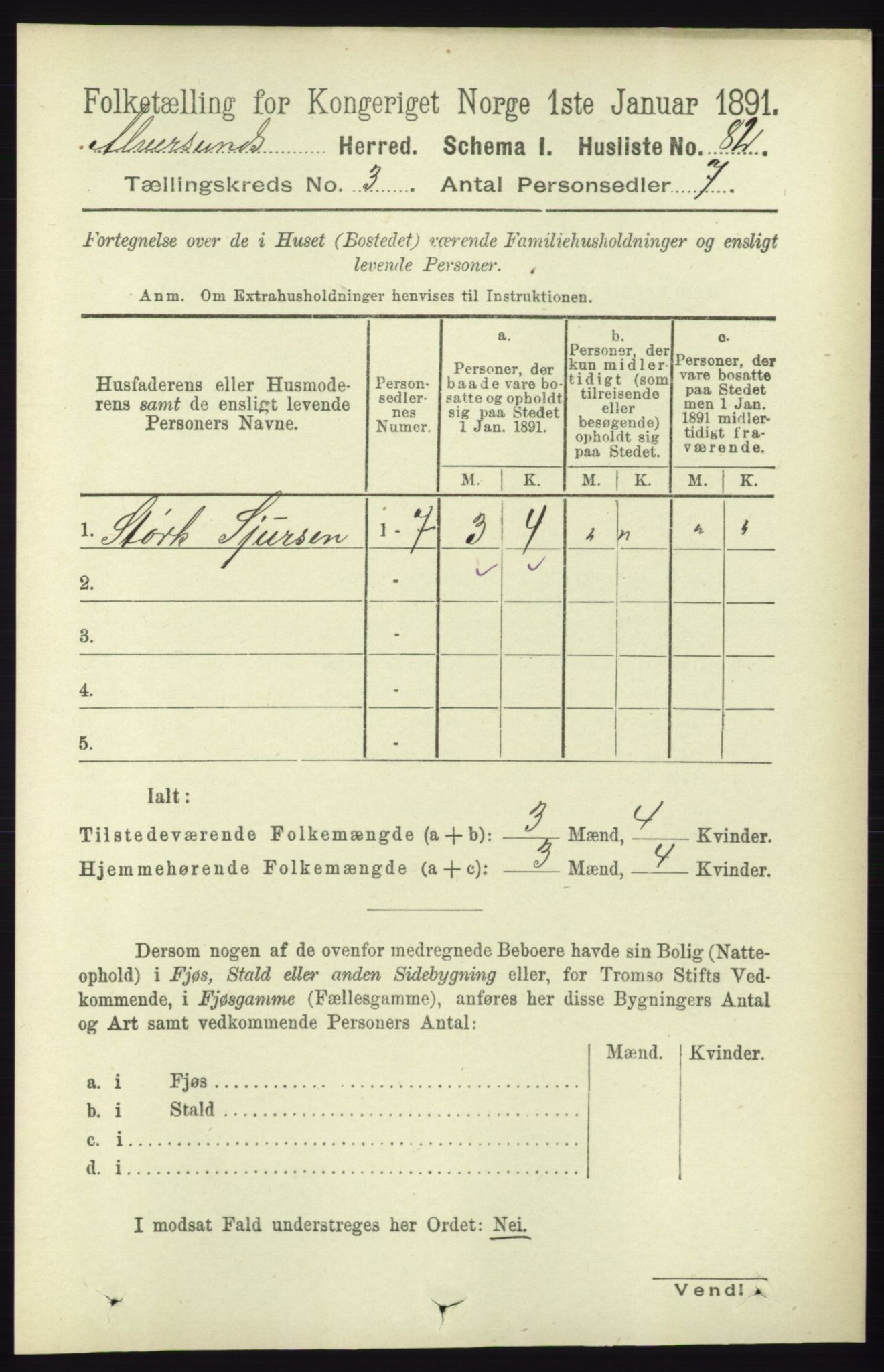 RA, 1891 census for 1257 Alversund, 1891, p. 1026