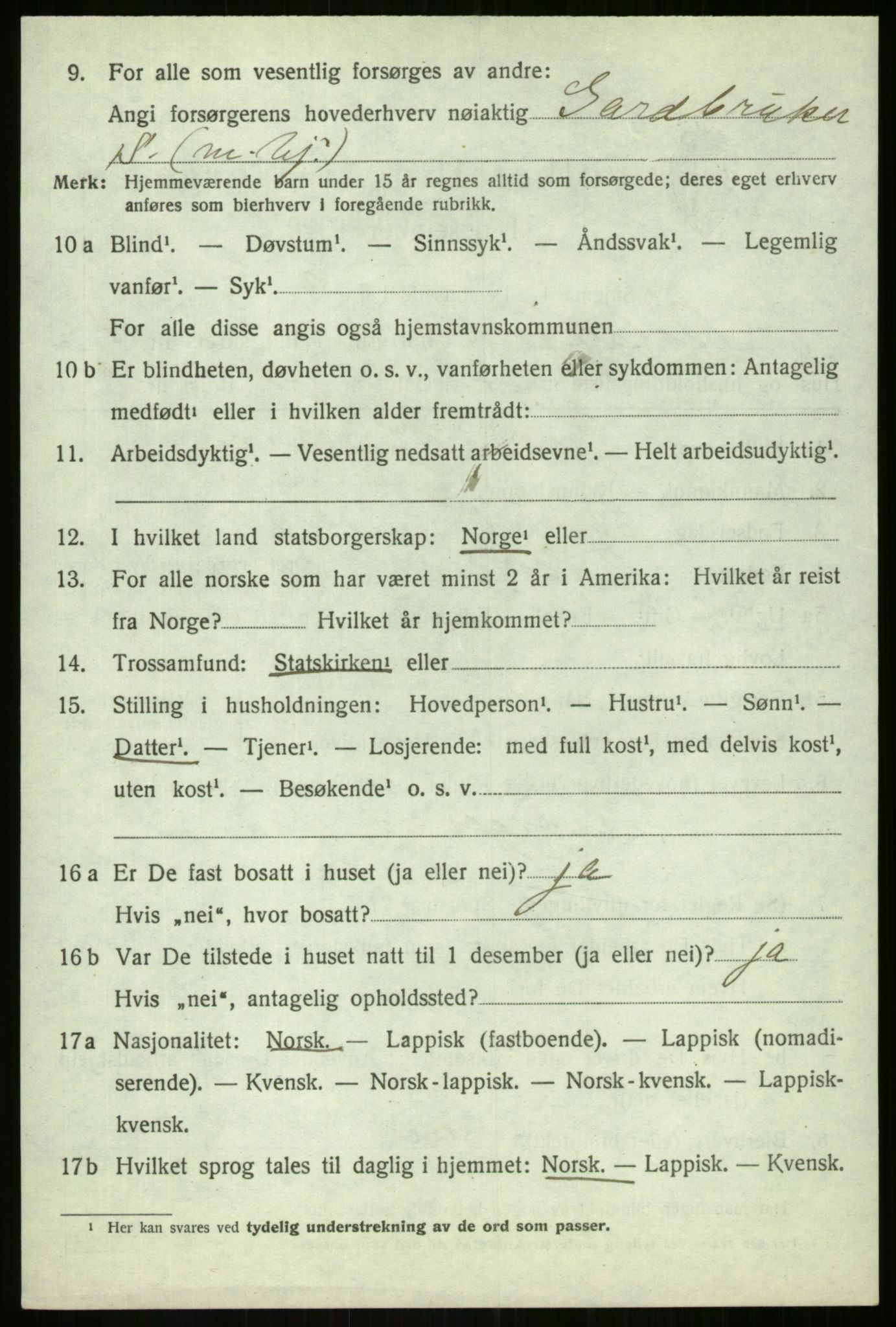 SATØ, 1920 census for Balsfjord, 1920, p. 3096