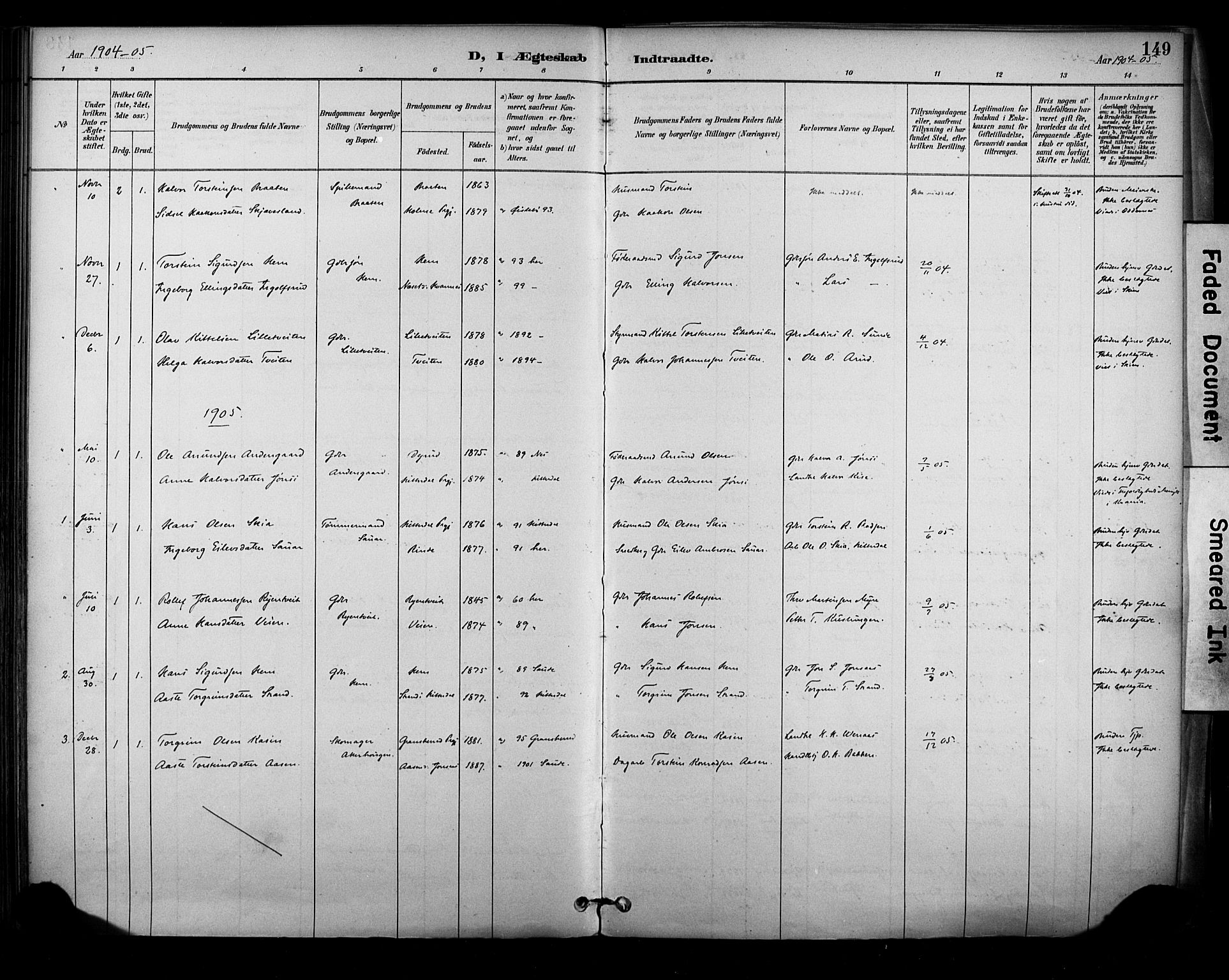 Sauherad kirkebøker, SAKO/A-298/F/Fa/L0009: Parish register (official) no. I 9, 1887-1912, p. 149