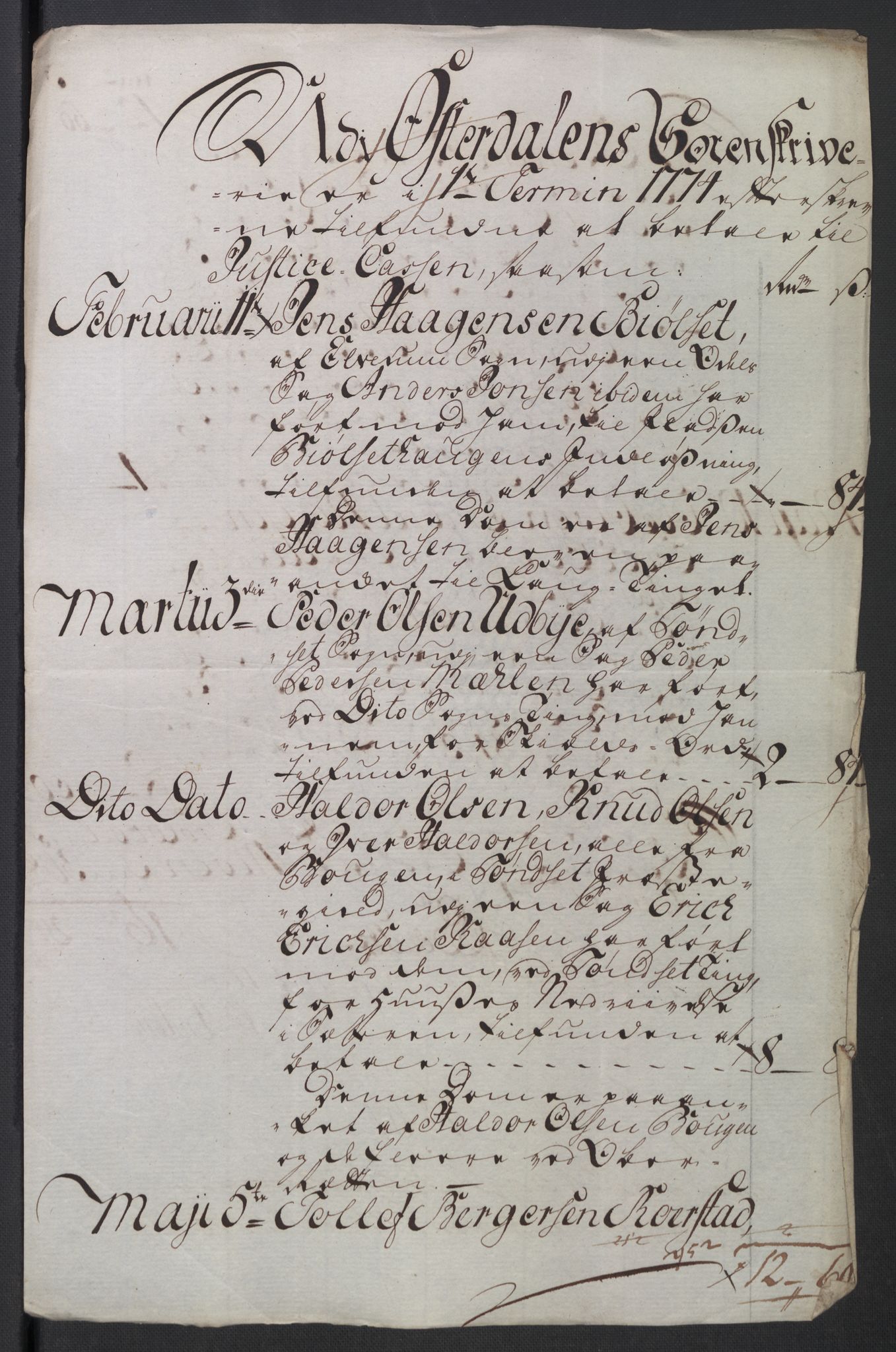 Rentekammeret inntil 1814, Reviderte regnskaper, Mindre regnskaper, AV/RA-EA-4068/Rb/L0014: Opplands amt, 1771-1779, p. 444