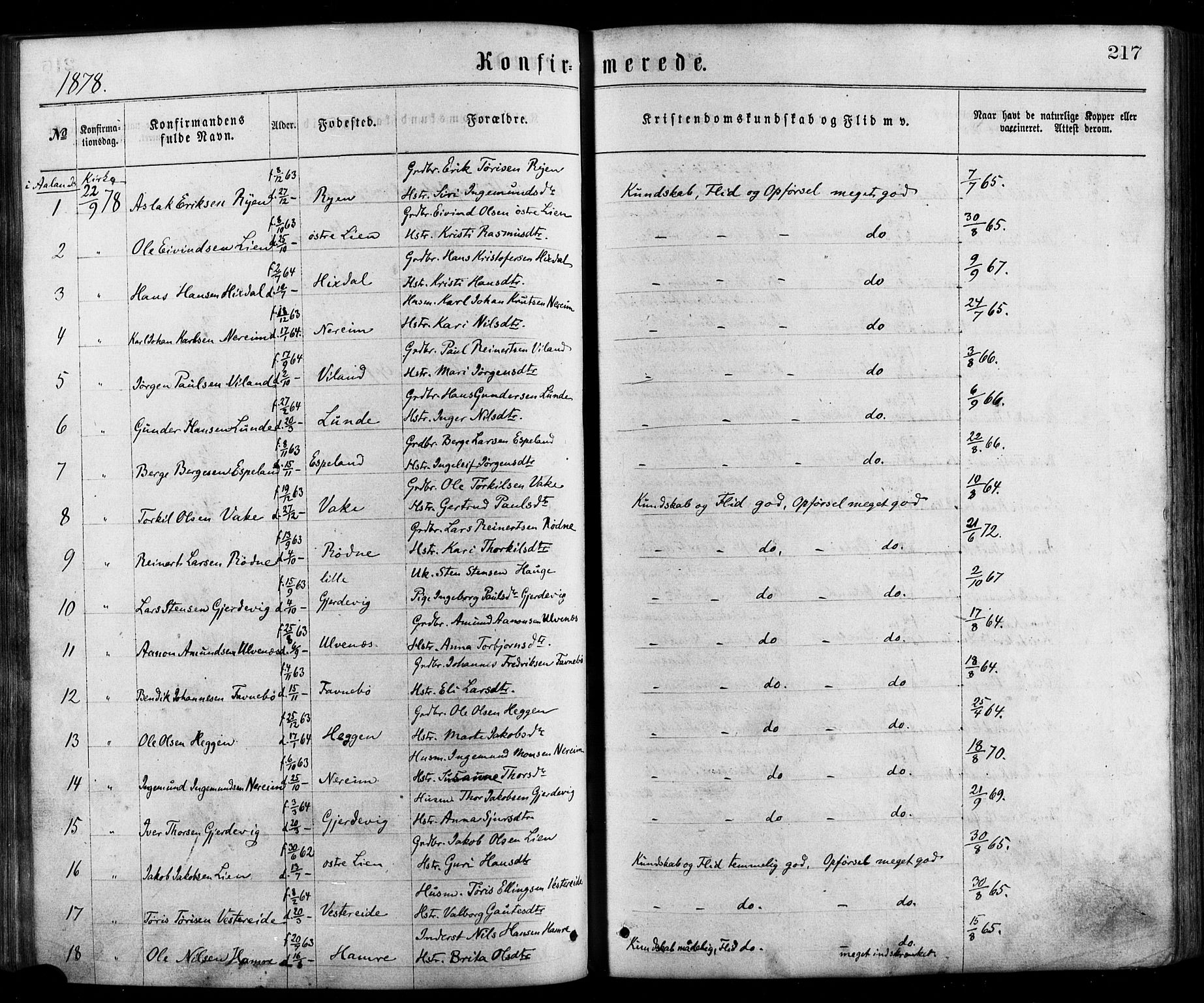 Fjelberg sokneprestembete, SAB/A-75201/H/Haa: Parish register (official) no. A 8, 1866-1879, p. 217