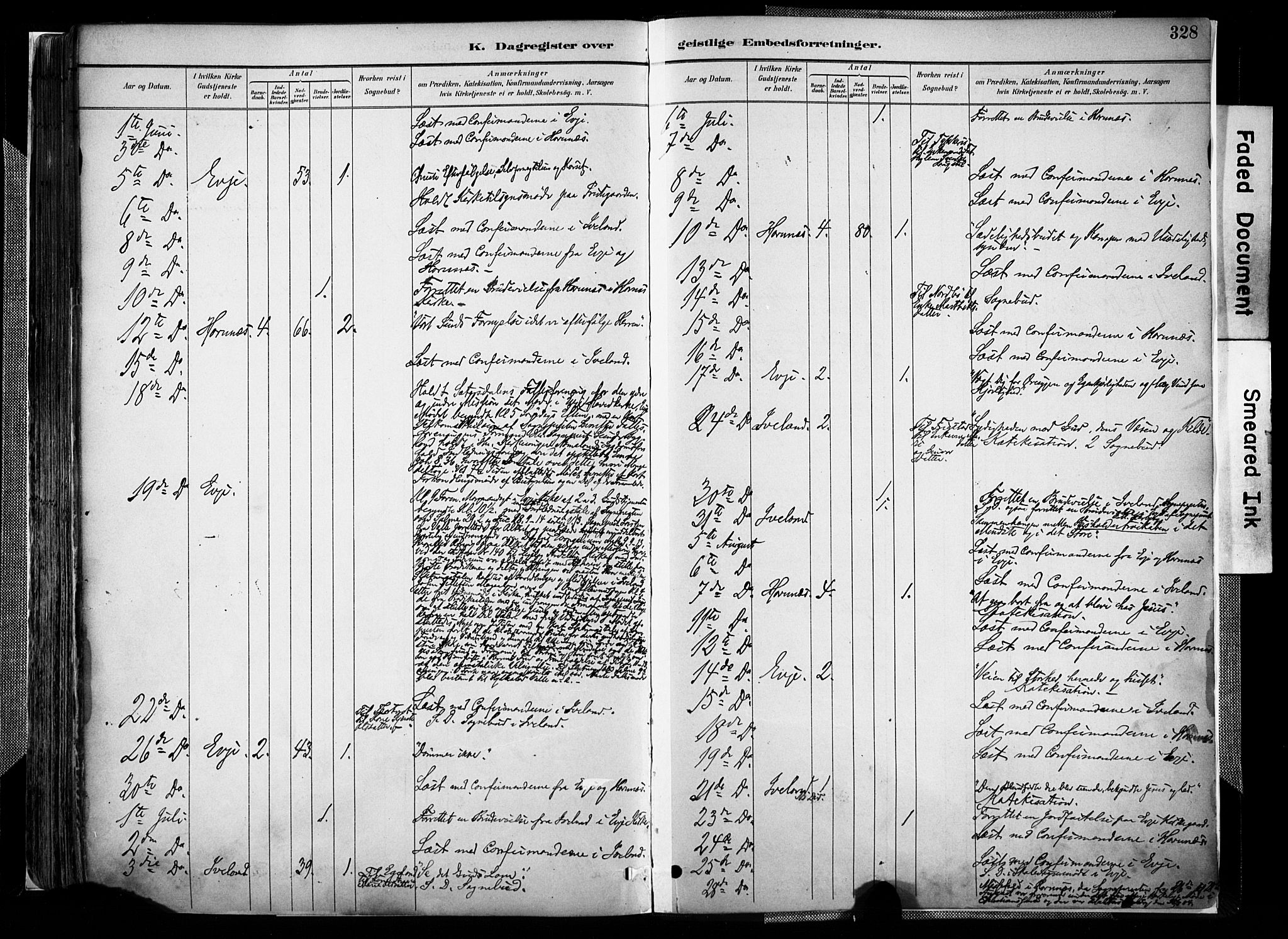 Evje sokneprestkontor, AV/SAK-1111-0008/F/Fa/Faa/L0007: Parish register (official) no. A 7, 1884-1909, p. 328