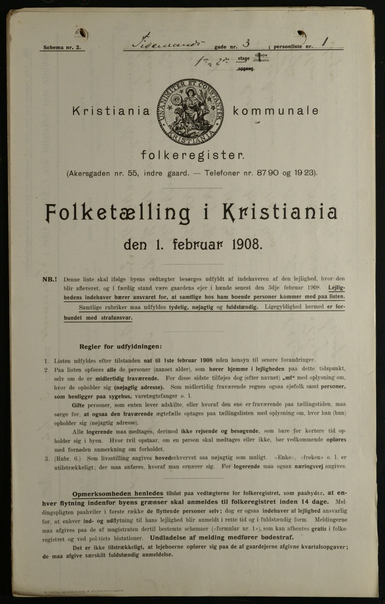 OBA, Municipal Census 1908 for Kristiania, 1908, p. 100114