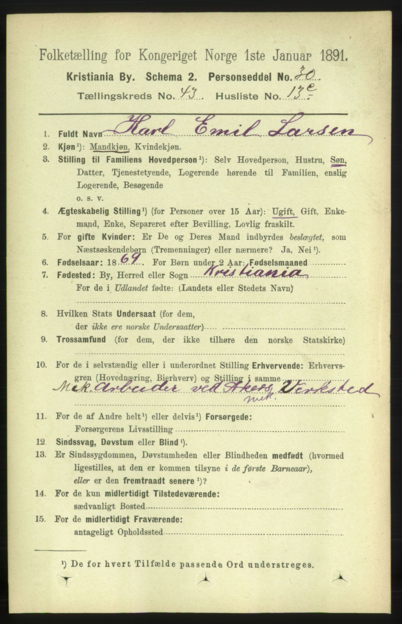 RA, 1891 census for 0301 Kristiania, 1891, p. 26190