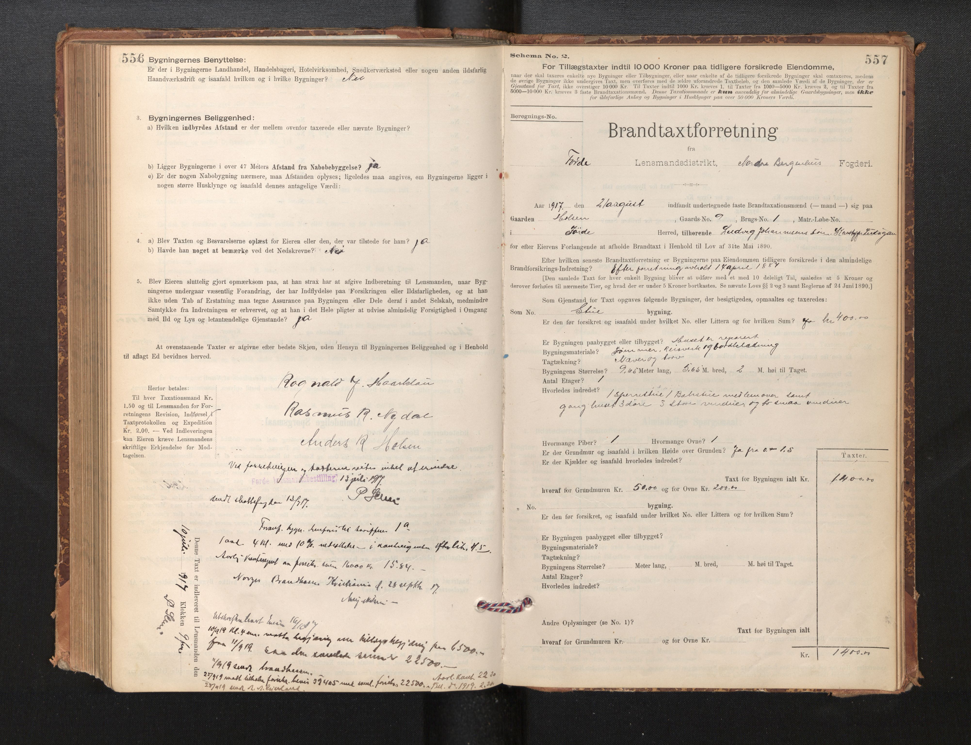 Lensmannen i Førde, SAB/A-27401/0012/L0008: Branntakstprotokoll, skjematakst, 1895-1922, p. 556-557
