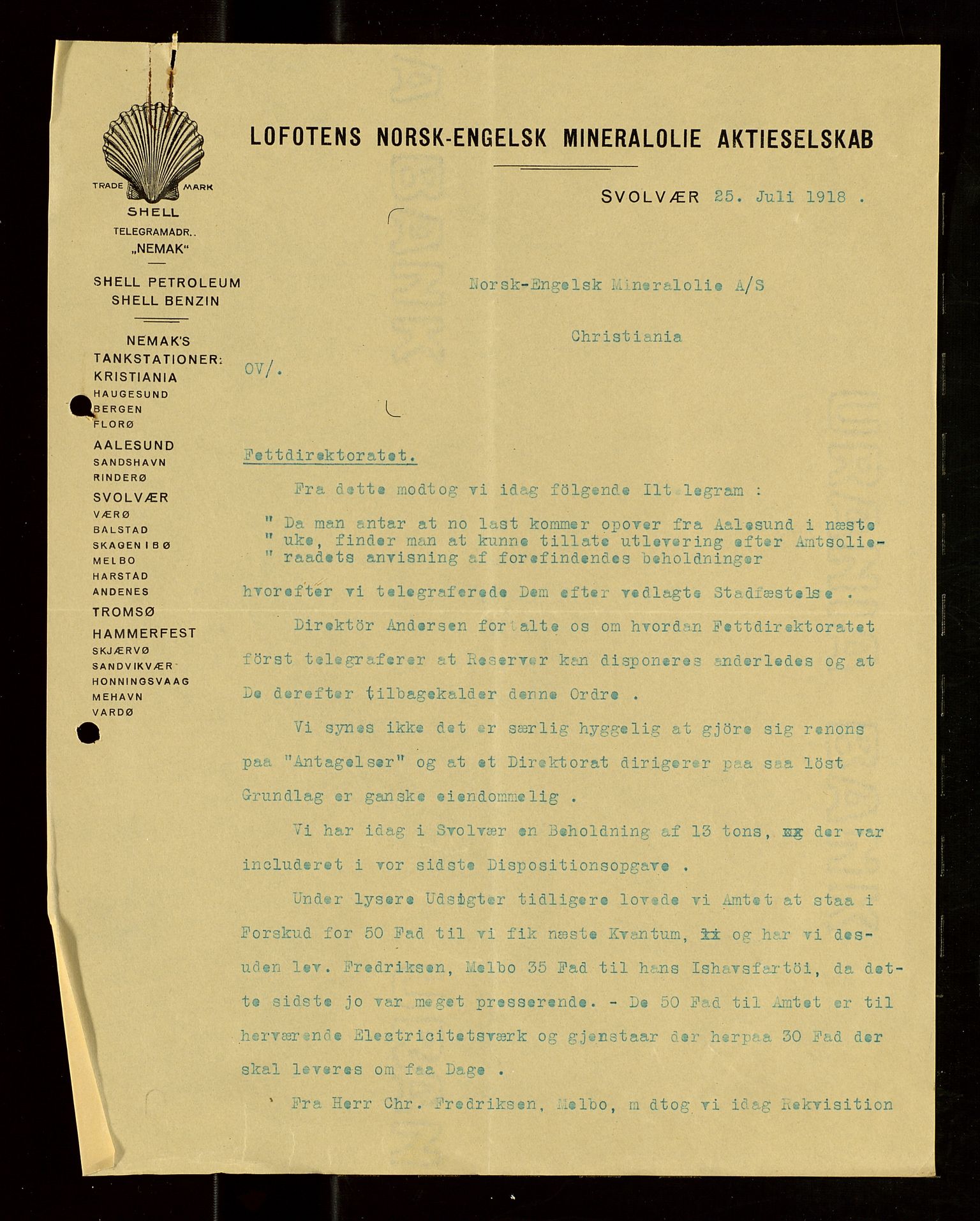 Pa 1521 - A/S Norske Shell, AV/SAST-A-101915/E/Ea/Eaa/L0021: Sjefskorrespondanse, 1918, p. 172