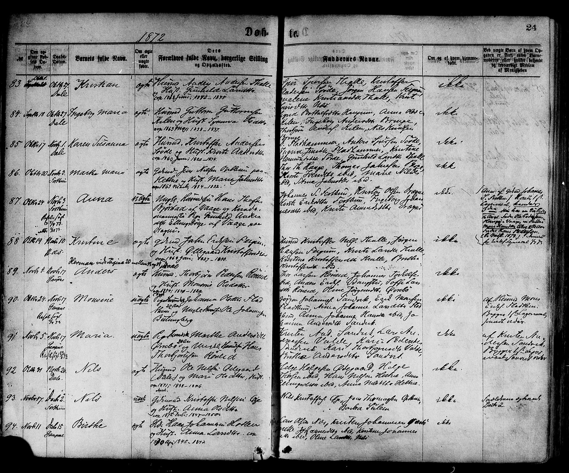 Luster sokneprestembete, AV/SAB-A-81101/H/Haa/Haaa/L0010: Parish register (official) no. A 10, 1871-1886, p. 24