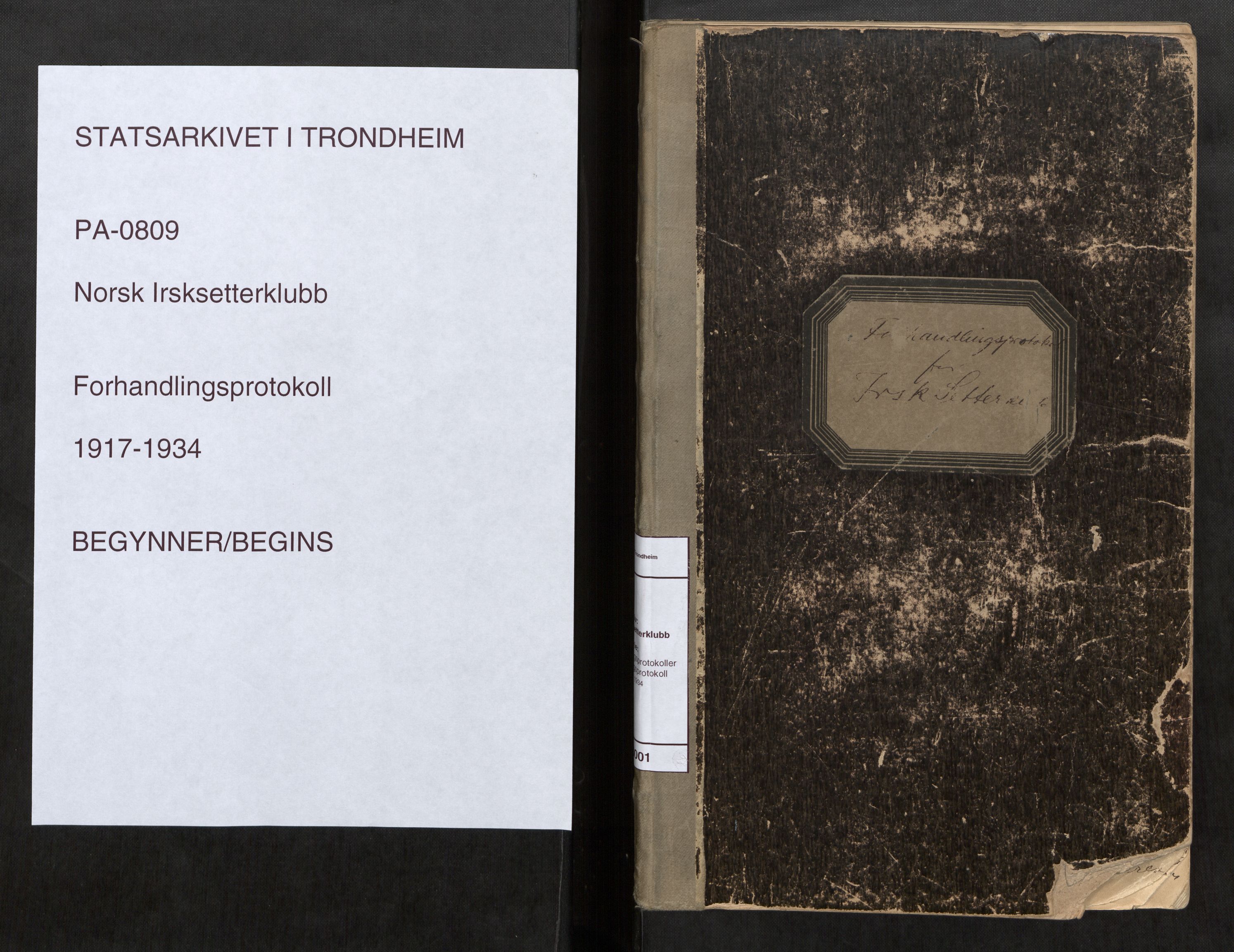 Norsk Irsksetterklubb, SAT/PA-0809/A/L0001: Forhandlingsprotokoll, 1917-1934