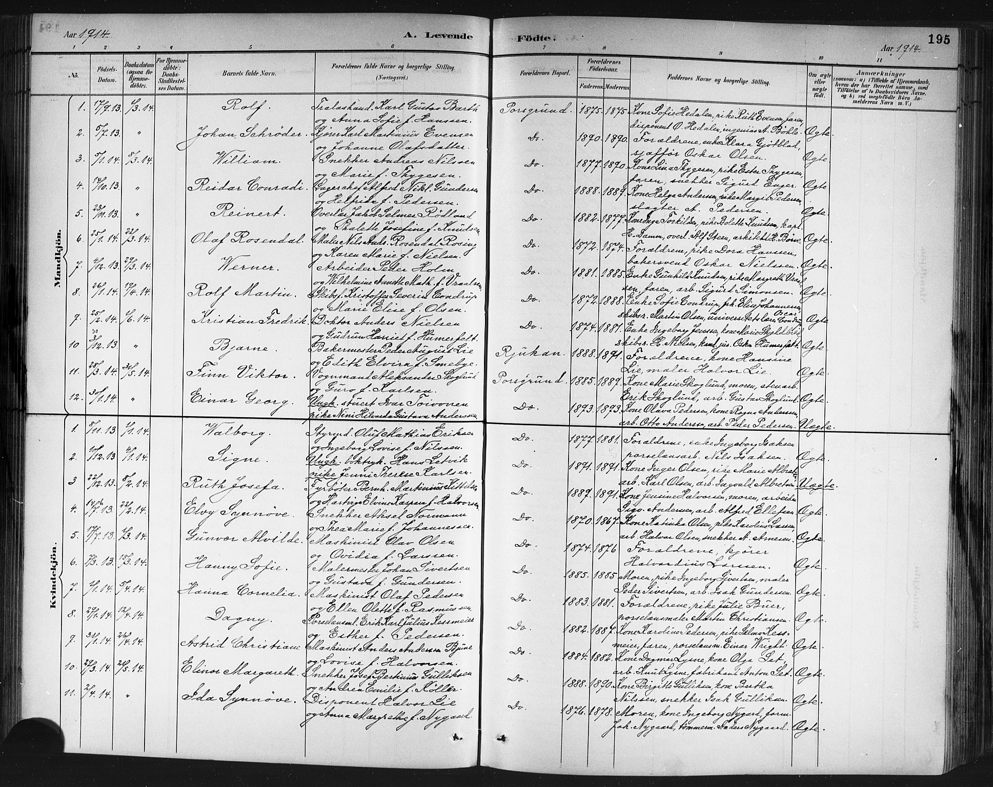 Porsgrunn kirkebøker , AV/SAKO-A-104/G/Gb/L0005: Parish register (copy) no. II 5, 1883-1915, p. 195