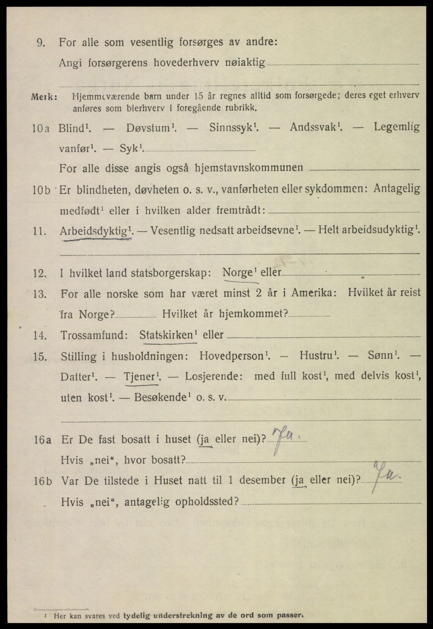 SAT, 1920 census for Levanger town, 1920, p. 2813