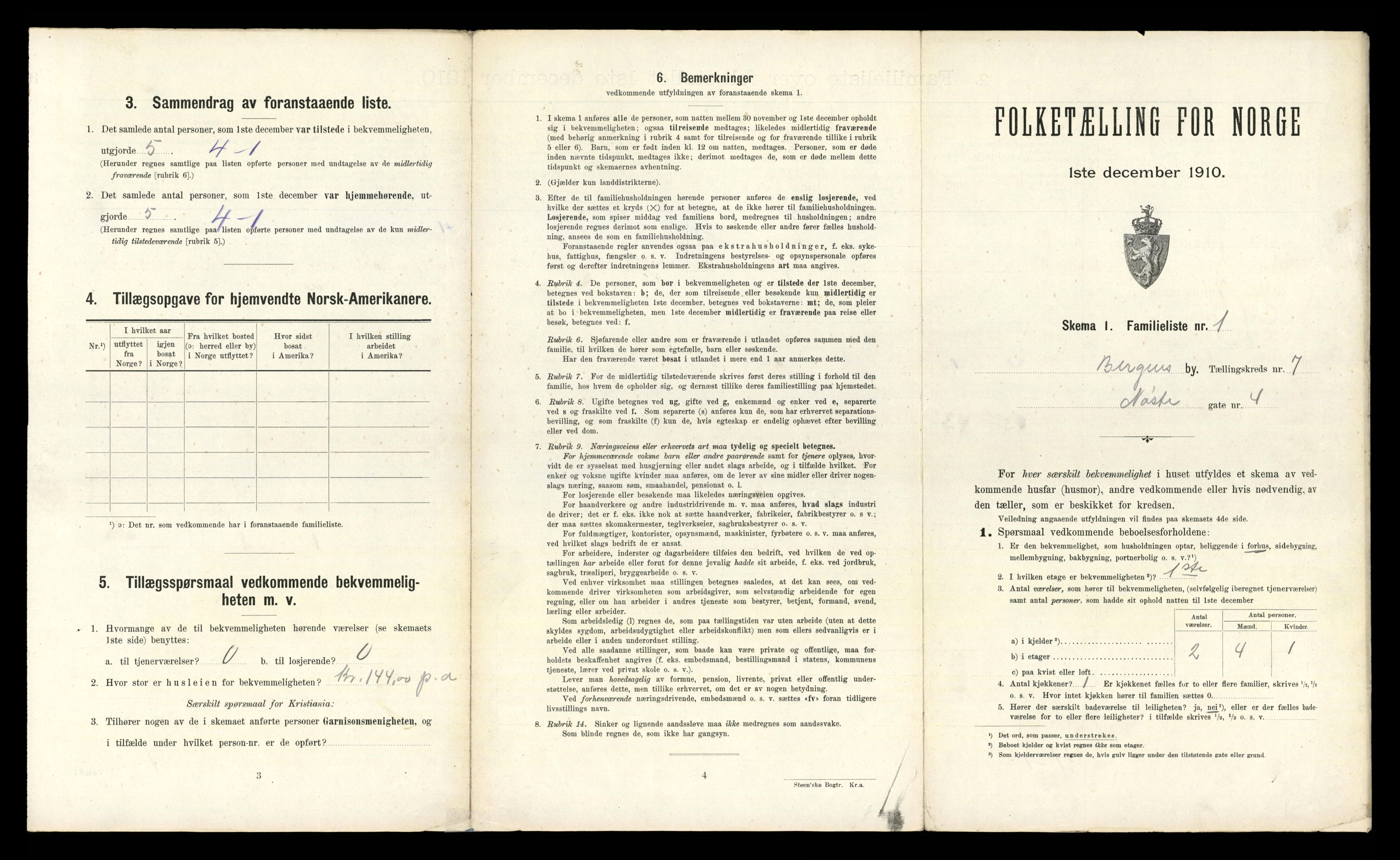 RA, 1910 census for Bergen, 1910, p. 2279