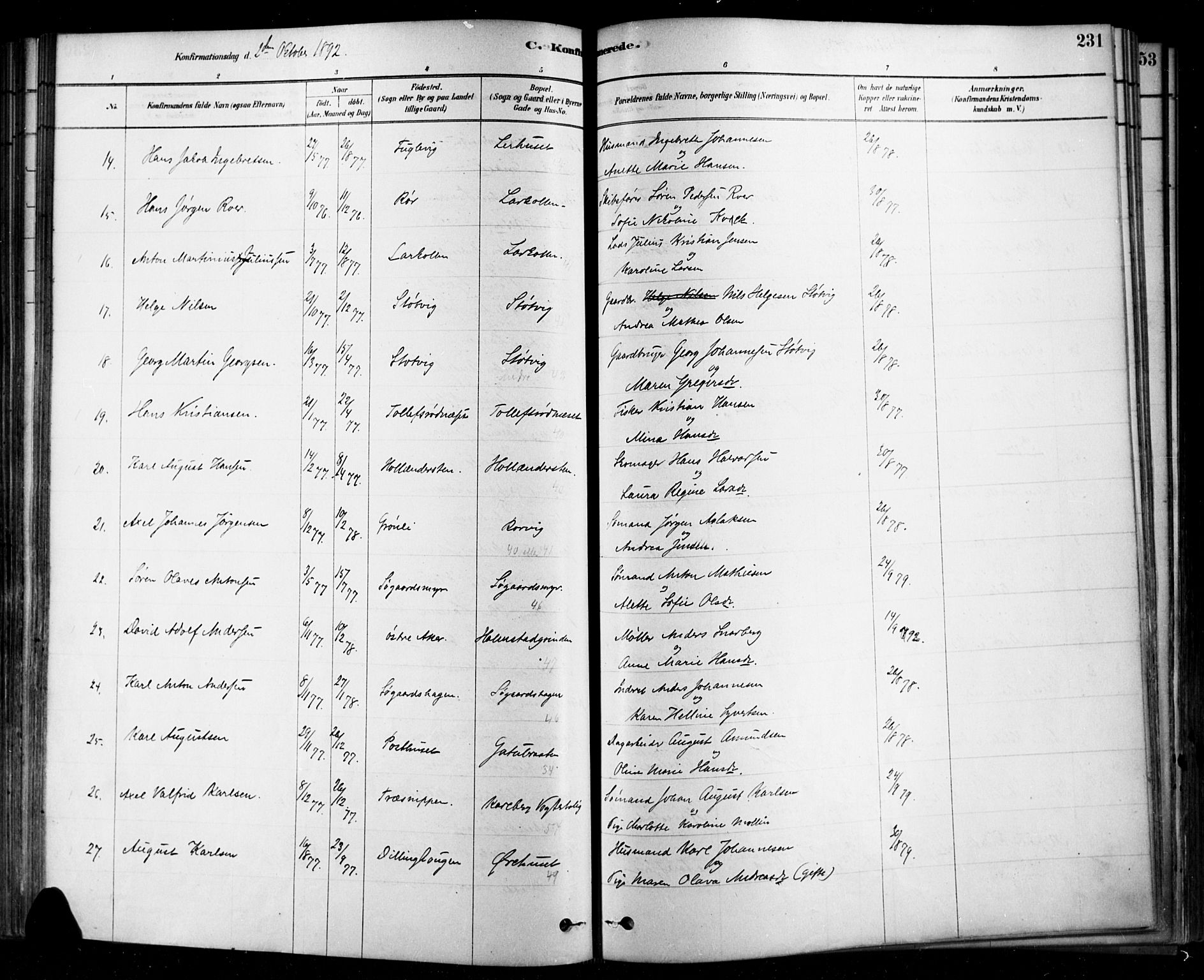 Rygge prestekontor Kirkebøker, SAO/A-10084b/F/Fa/L0007: Parish register (official) no. 7, 1878-1904, p. 231