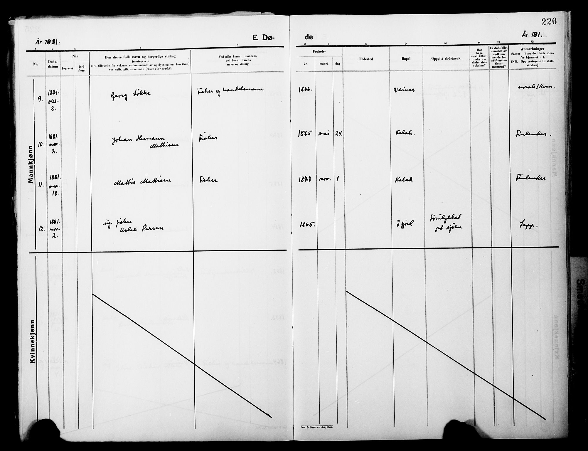 Lebesby sokneprestkontor, AV/SATØ-S-1353/H/Ha/L0004kirke: Parish register (official) no. 4, 1870-1902, p. 226