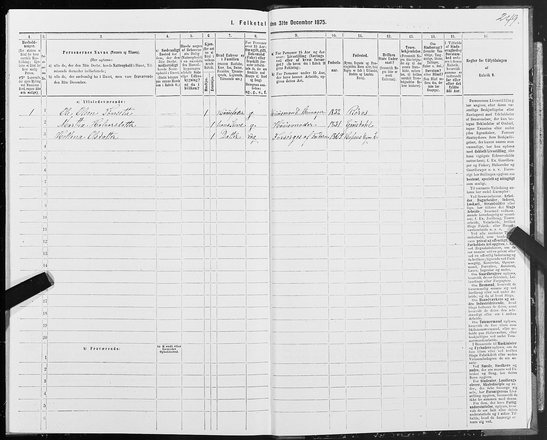 SAT, 1875 census for 1573P Edøy, 1875, p. 1249