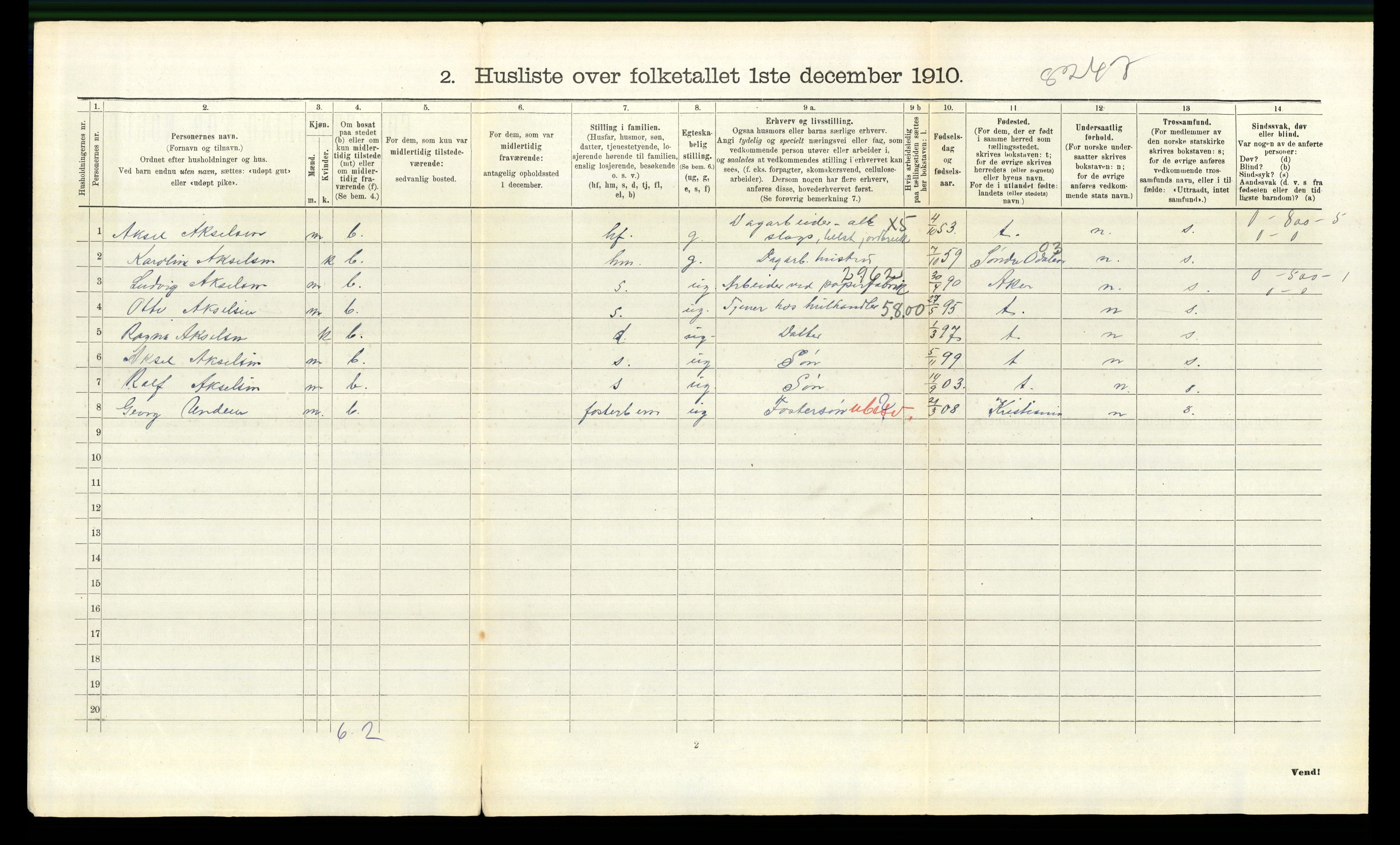 RA, 1910 census for Bærum, 1910, p. 1978