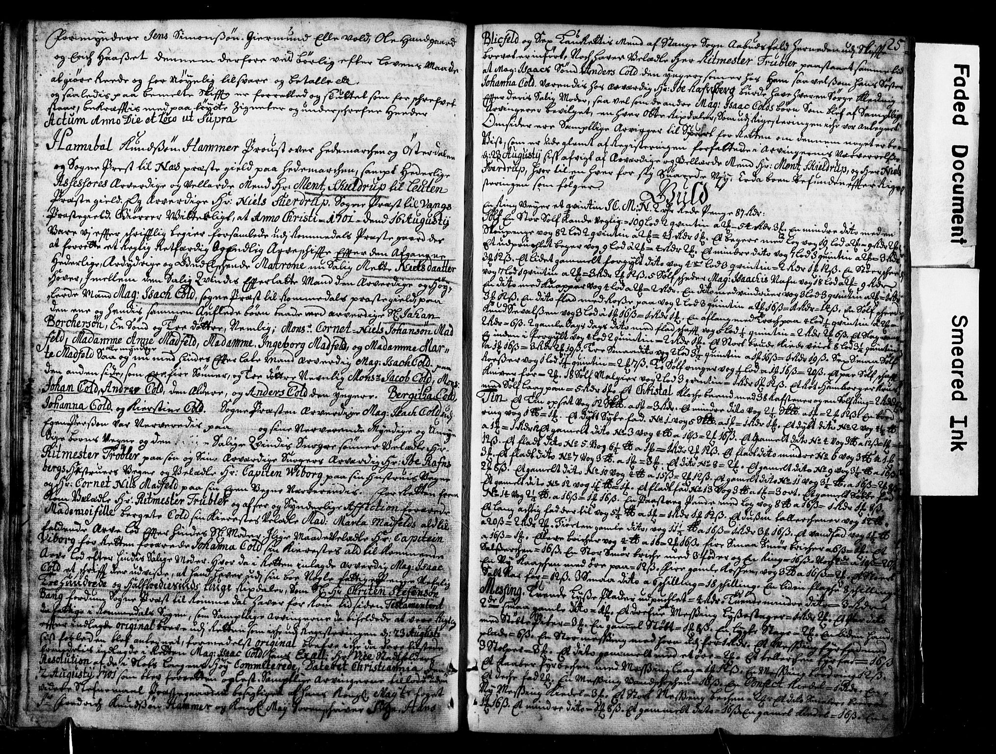 Østerdalens prosti, AV/SAH-PROST-028/G/Ga/L0001: Skifteprotokoll, geistlige skifter, 1696-1779, p. 24b-25a