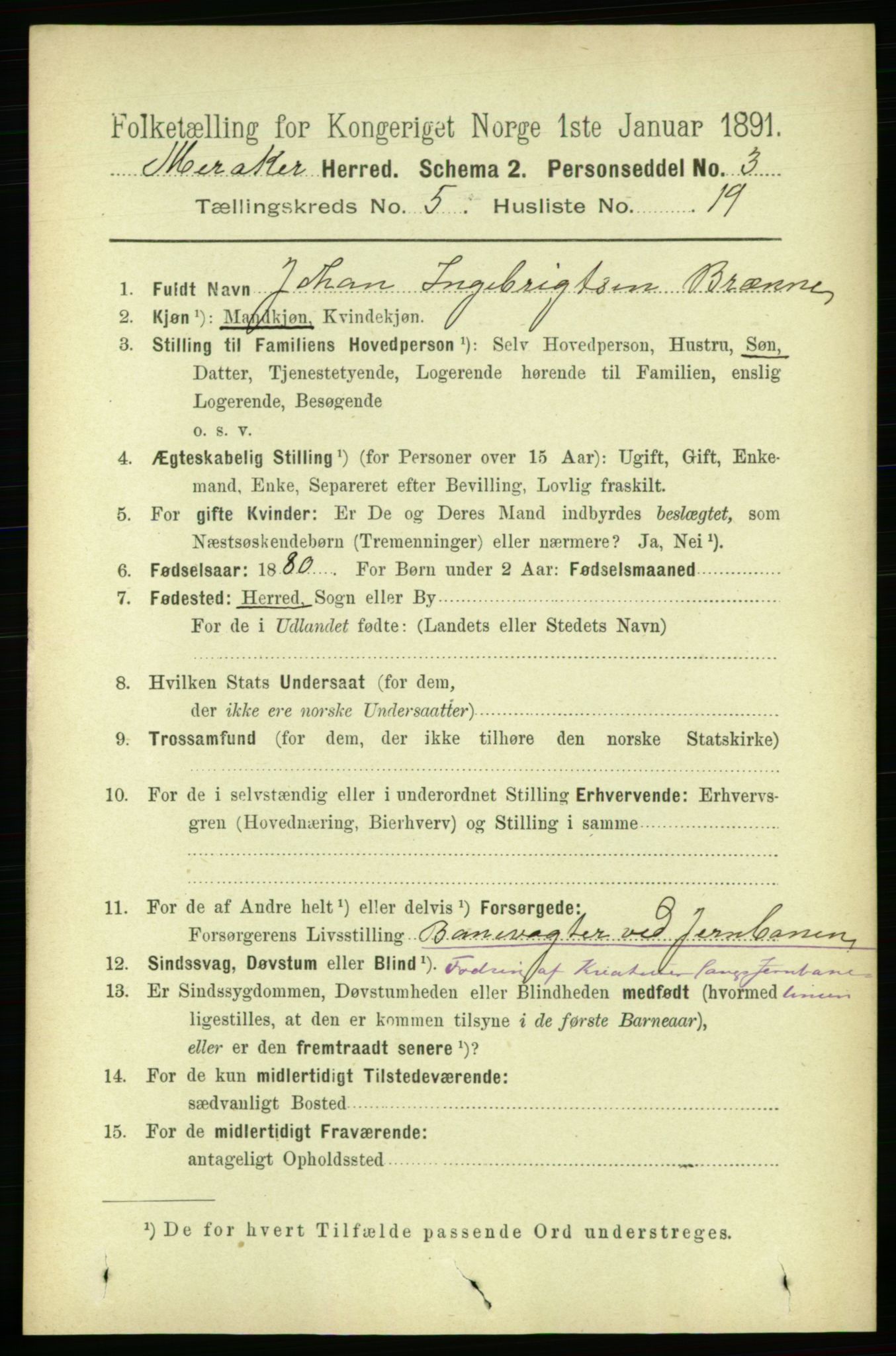 RA, 1891 census for 1711 Meråker, 1891, p. 1995