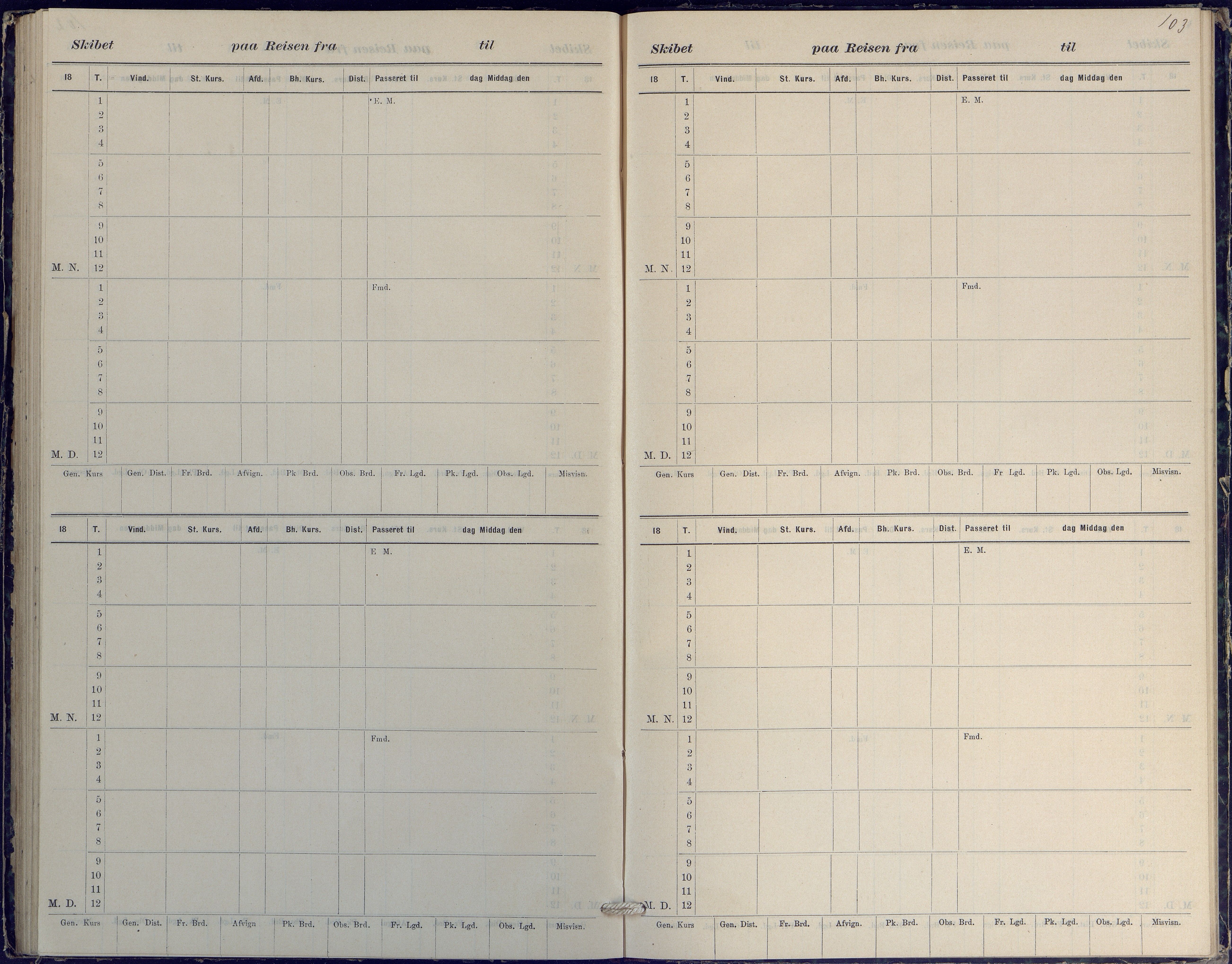 Fartøysarkivet, AAKS/PA-1934/F/L0186/0003: Jotun (bark) / Skipsjournal Jotun 1882-1884, 1882-1884, p. 103