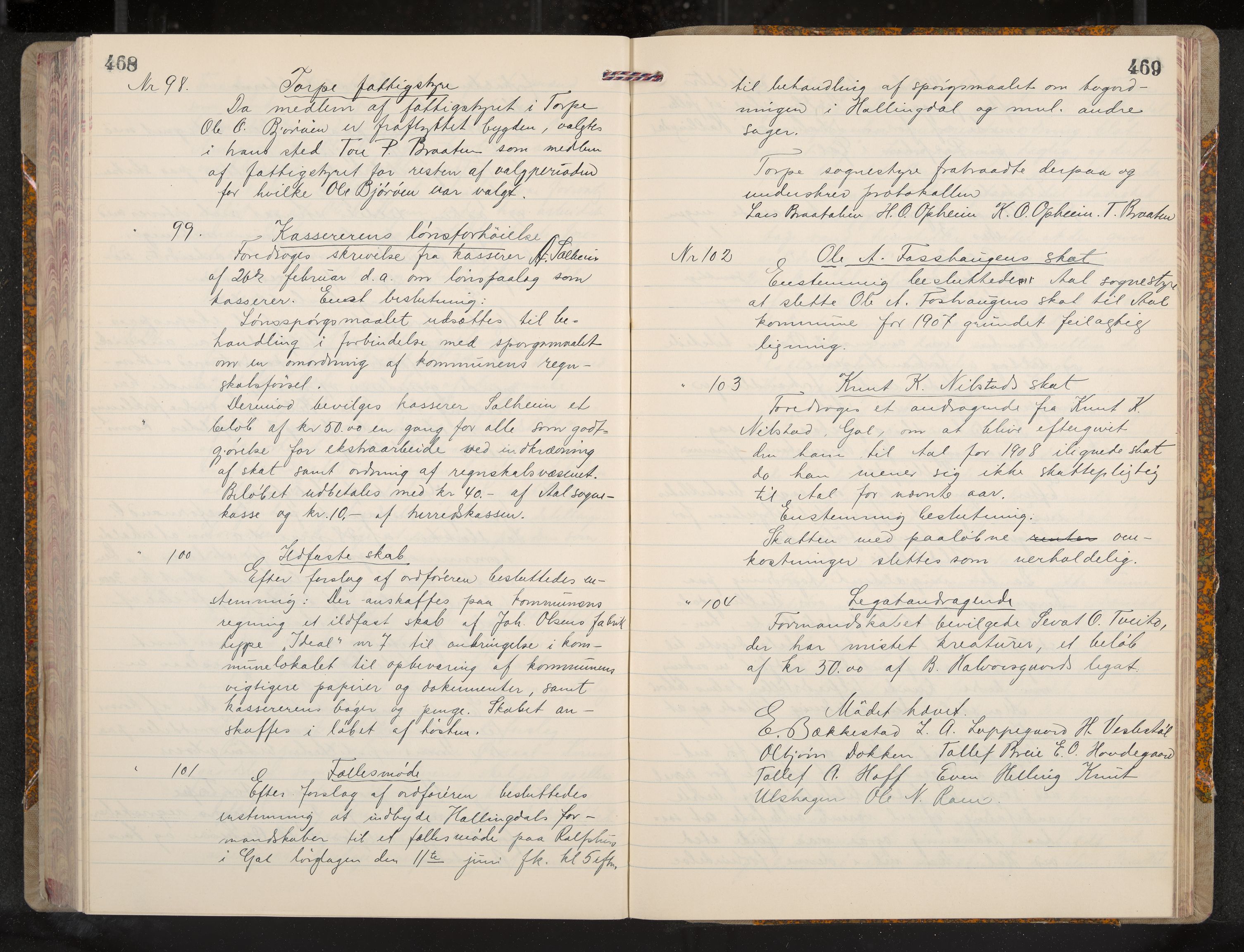 Ål formannskap og sentraladministrasjon, IKAK/0619021/A/Aa/L0005: Utskrift av møtebok, 1902-1910, p. 468-469