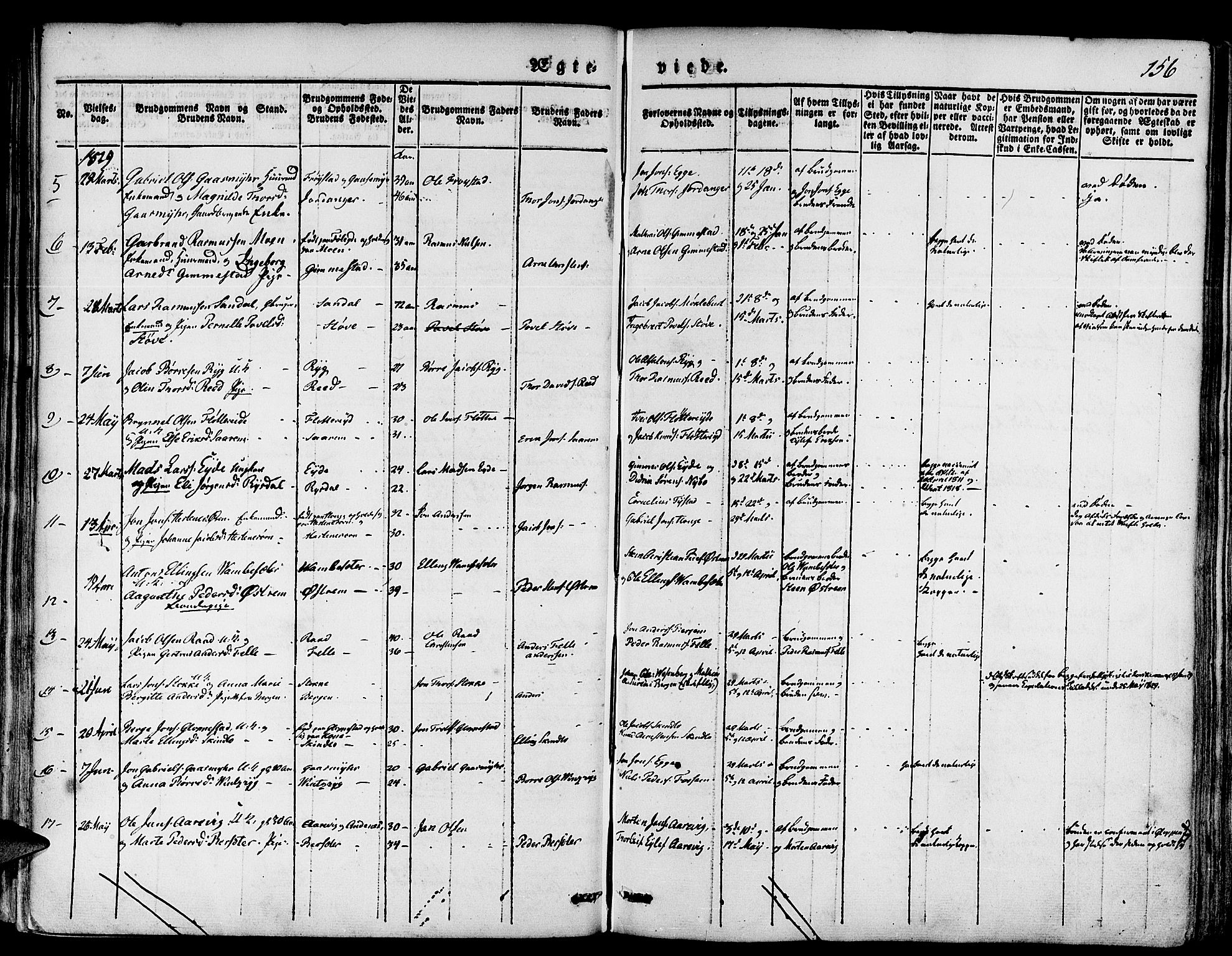 Gloppen sokneprestembete, AV/SAB-A-80101/H/Haa/Haaa/L0007: Parish register (official) no. A 7, 1827-1837, p. 156