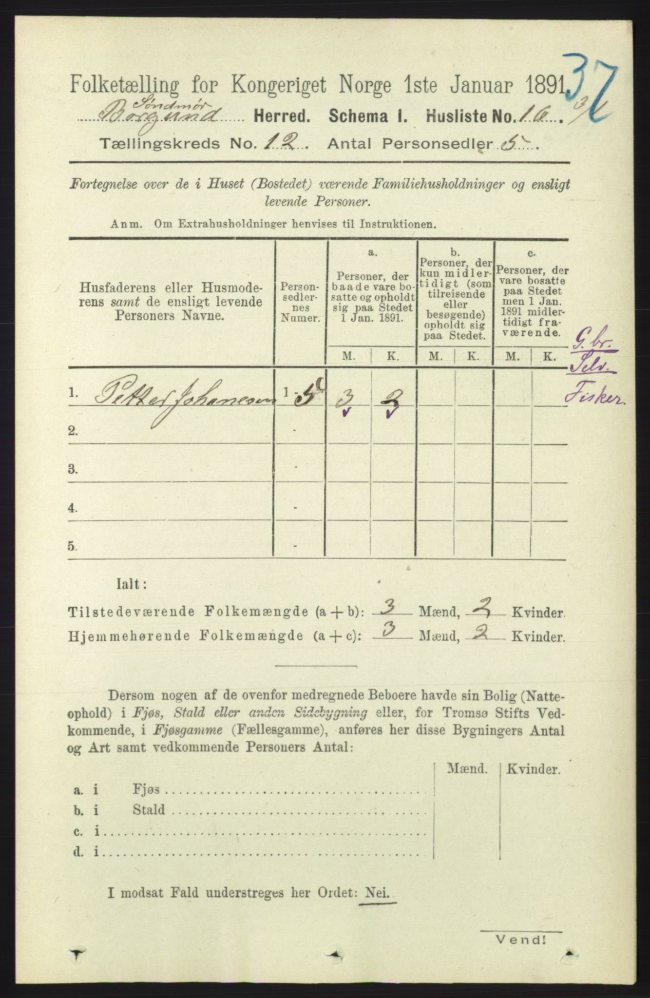 RA, 1891 census for 1531 Borgund, 1891, p. 3155