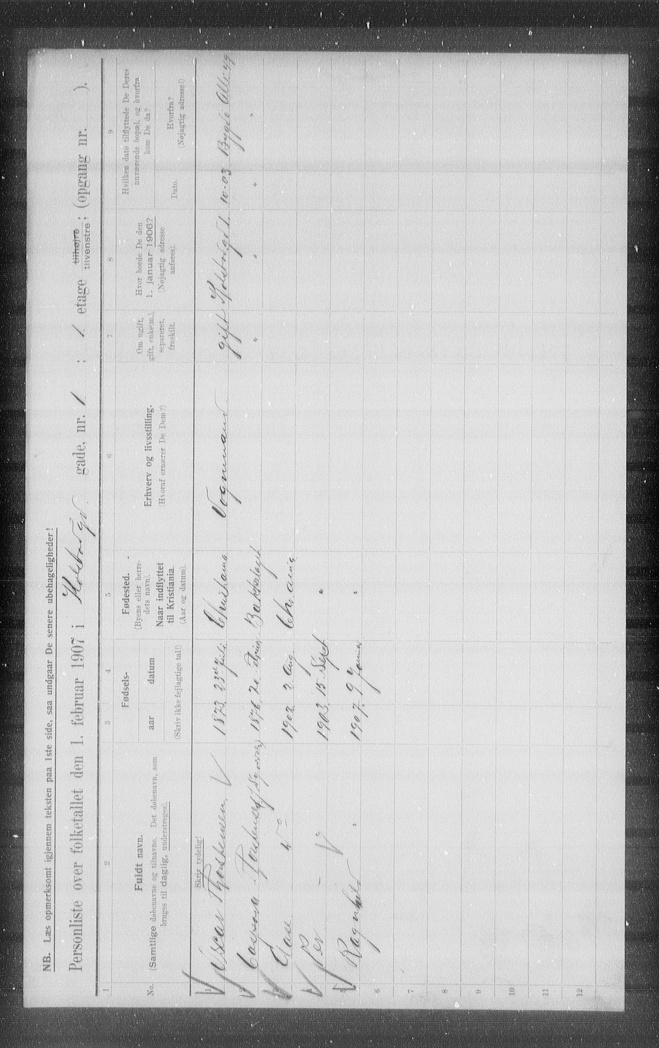 OBA, Municipal Census 1907 for Kristiania, 1907, p. 26557