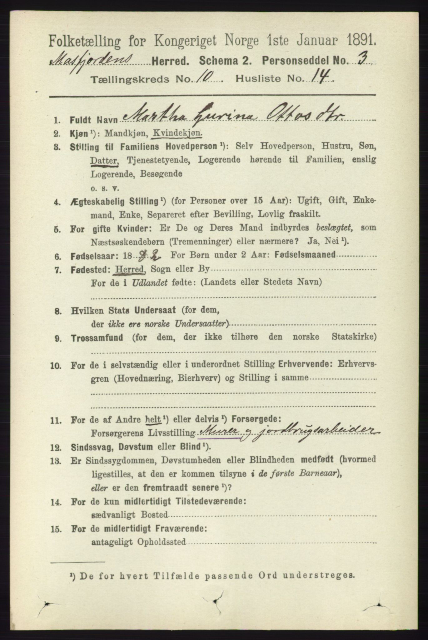 RA, 1891 census for 1266 Masfjorden, 1891, p. 2119