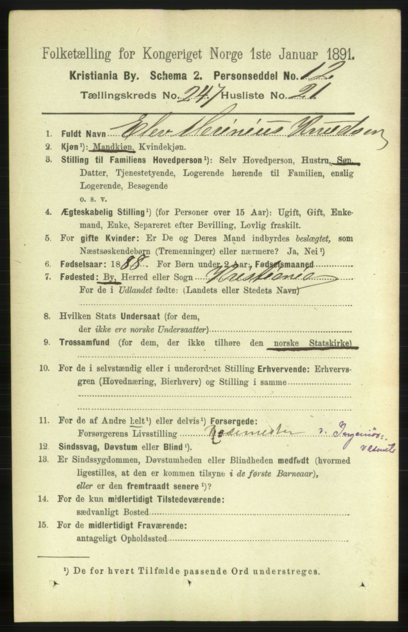 RA, 1891 census for 0301 Kristiania, 1891, p. 150919