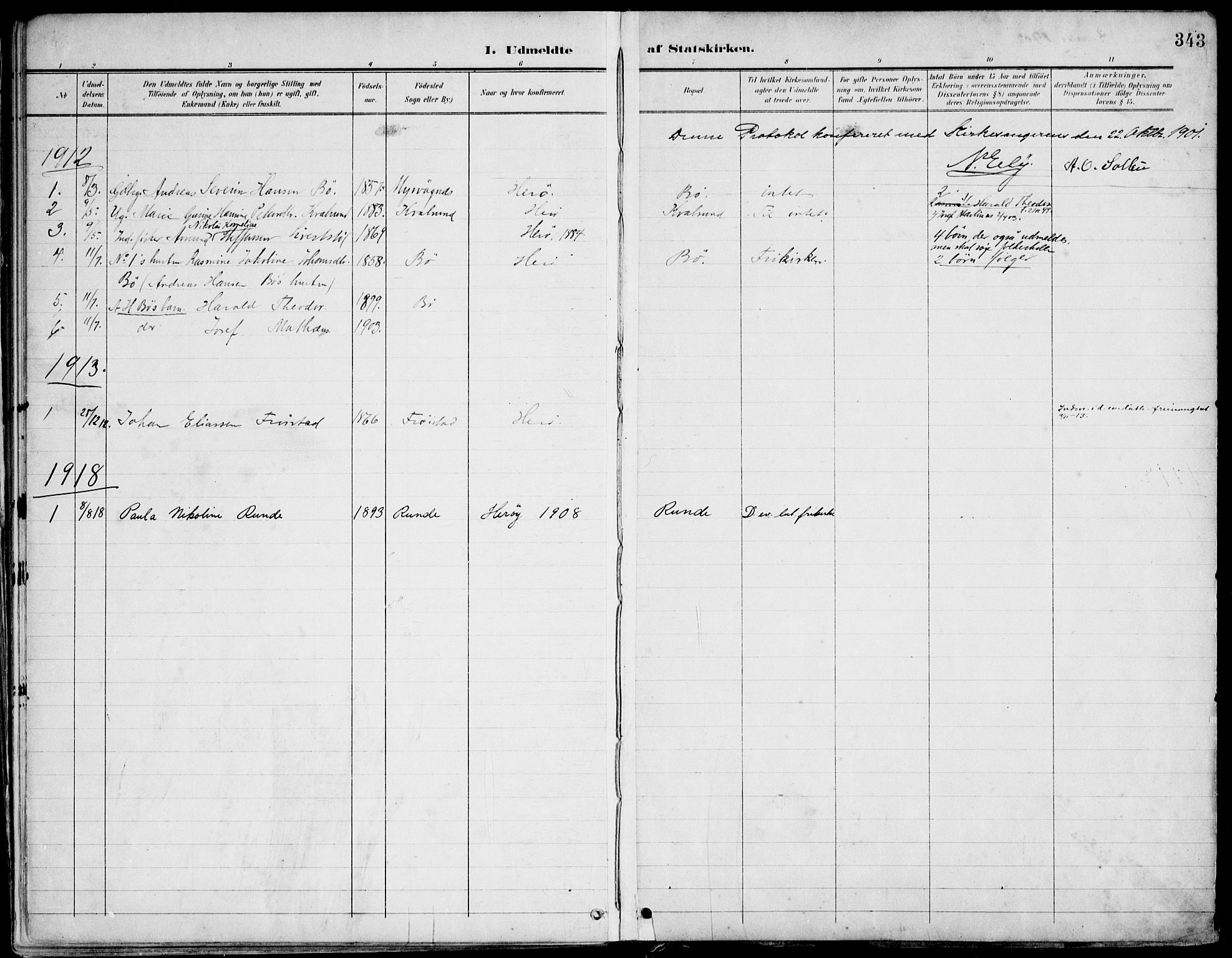 Ministerialprotokoller, klokkerbøker og fødselsregistre - Møre og Romsdal, SAT/A-1454/507/L0075: Parish register (official) no. 507A10, 1901-1920, p. 343