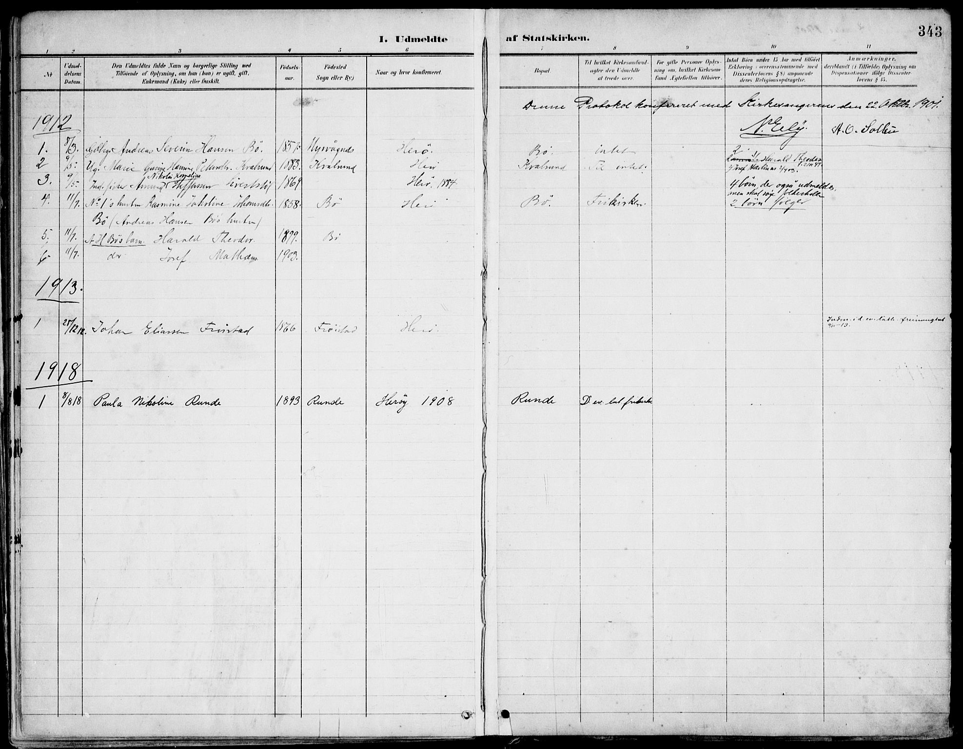 Ministerialprotokoller, klokkerbøker og fødselsregistre - Møre og Romsdal, AV/SAT-A-1454/507/L0075: Parish register (official) no. 507A10, 1901-1920, p. 343